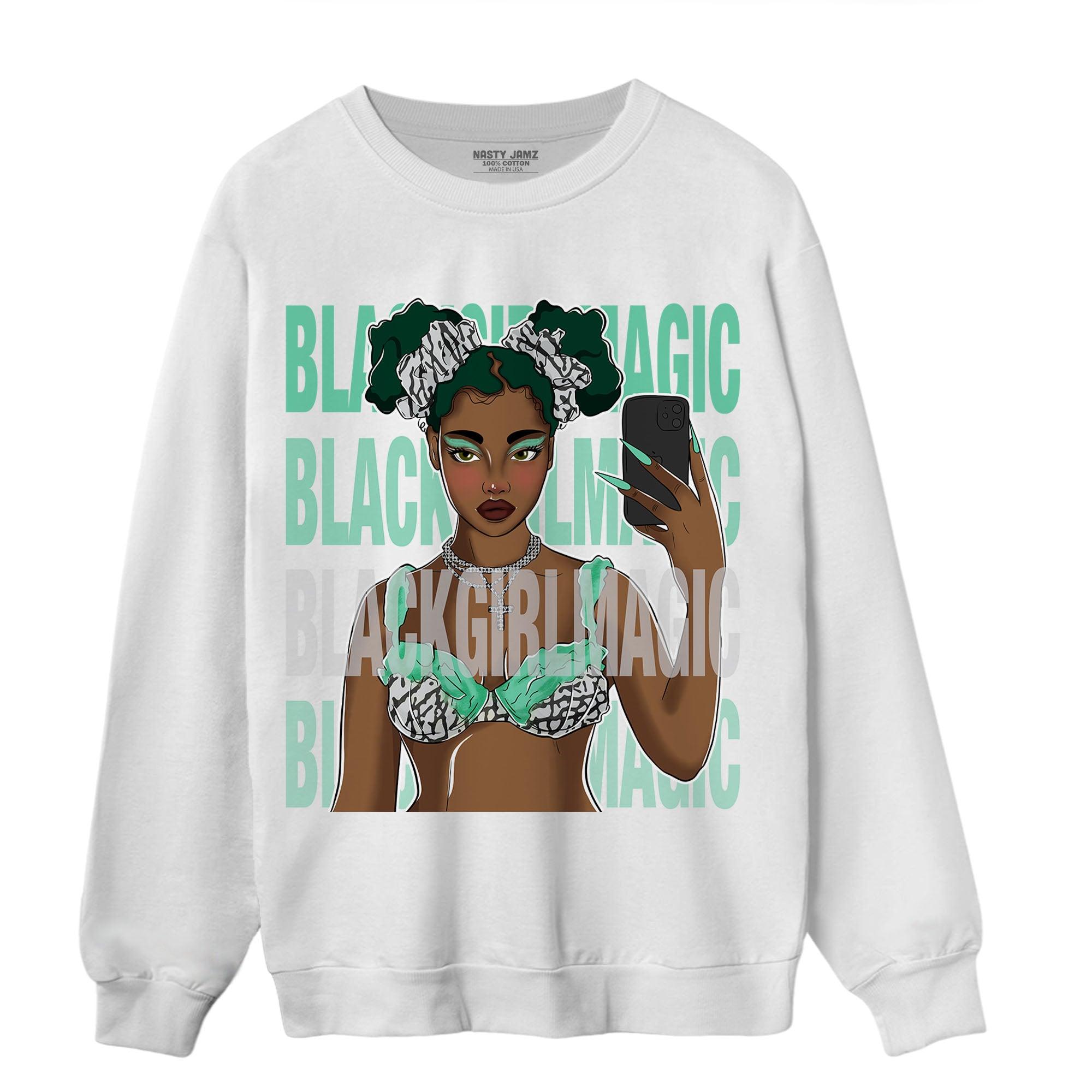 Green Glow 3s Sweatshirt Match Black Magic Girl Selfie - NastyJamz