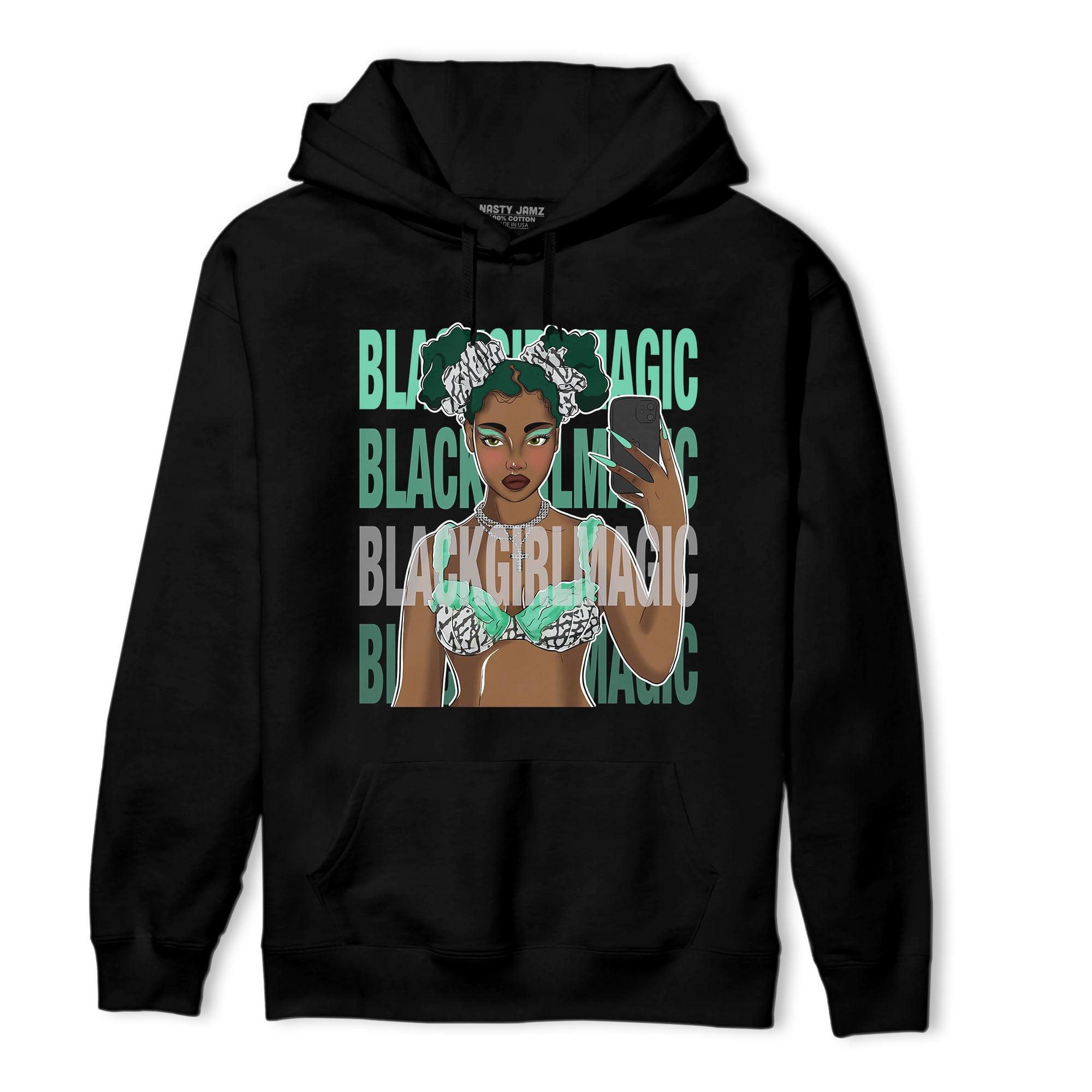 Green Glow 3s Hoodie Match Black Magic Girl Selfie - NastyJamz