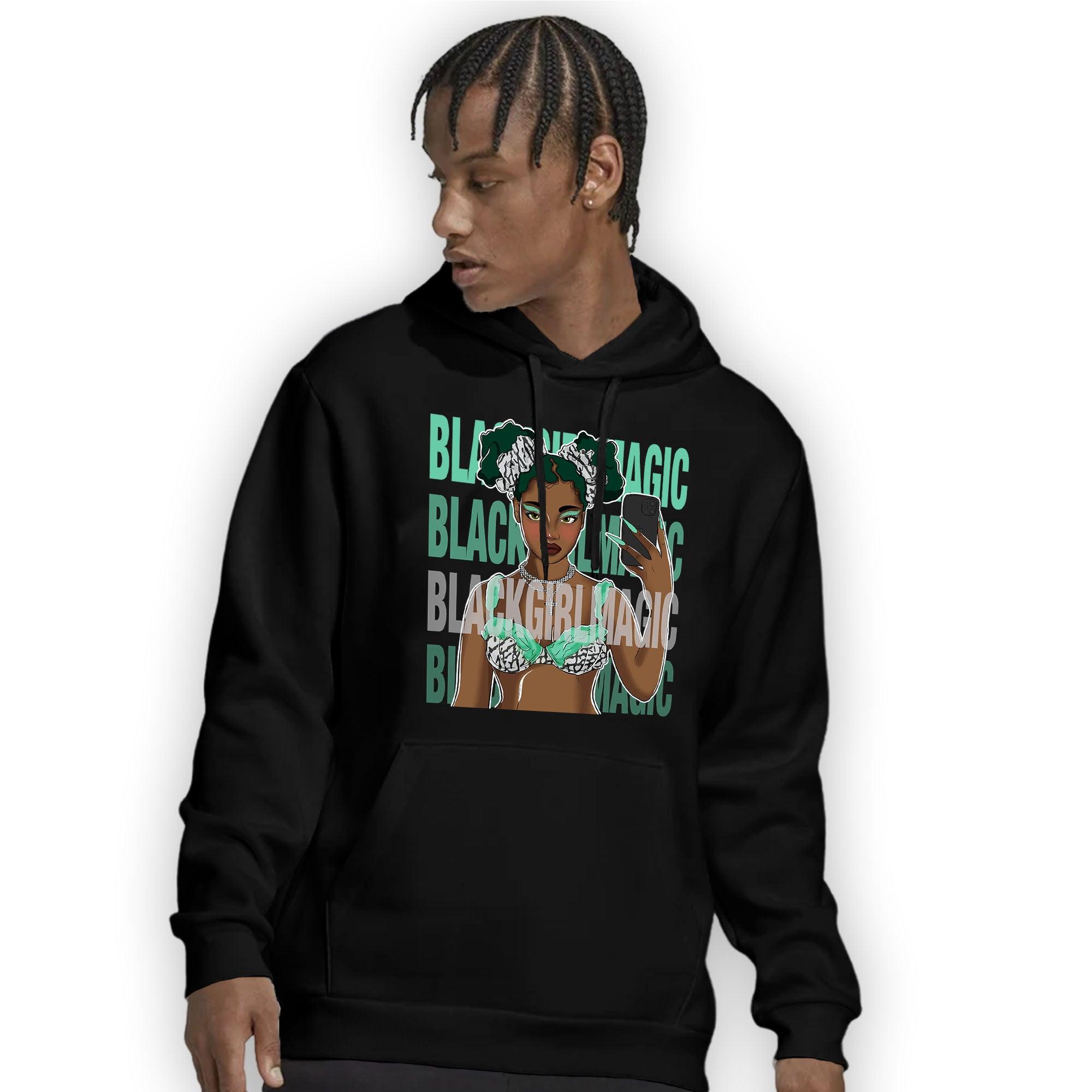 Green Glow 3s Hoodie Match Black Magic Girl Selfie - NastyJamz