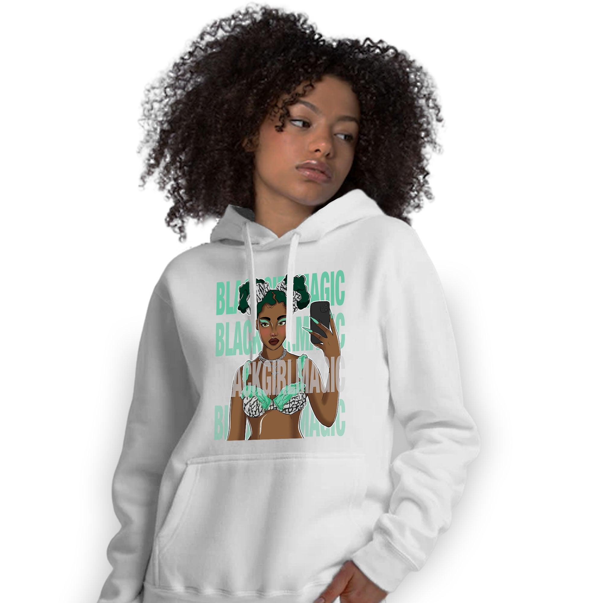 Green Glow 3s Hoodie Match Black Magic Girl Selfie - NastyJamz