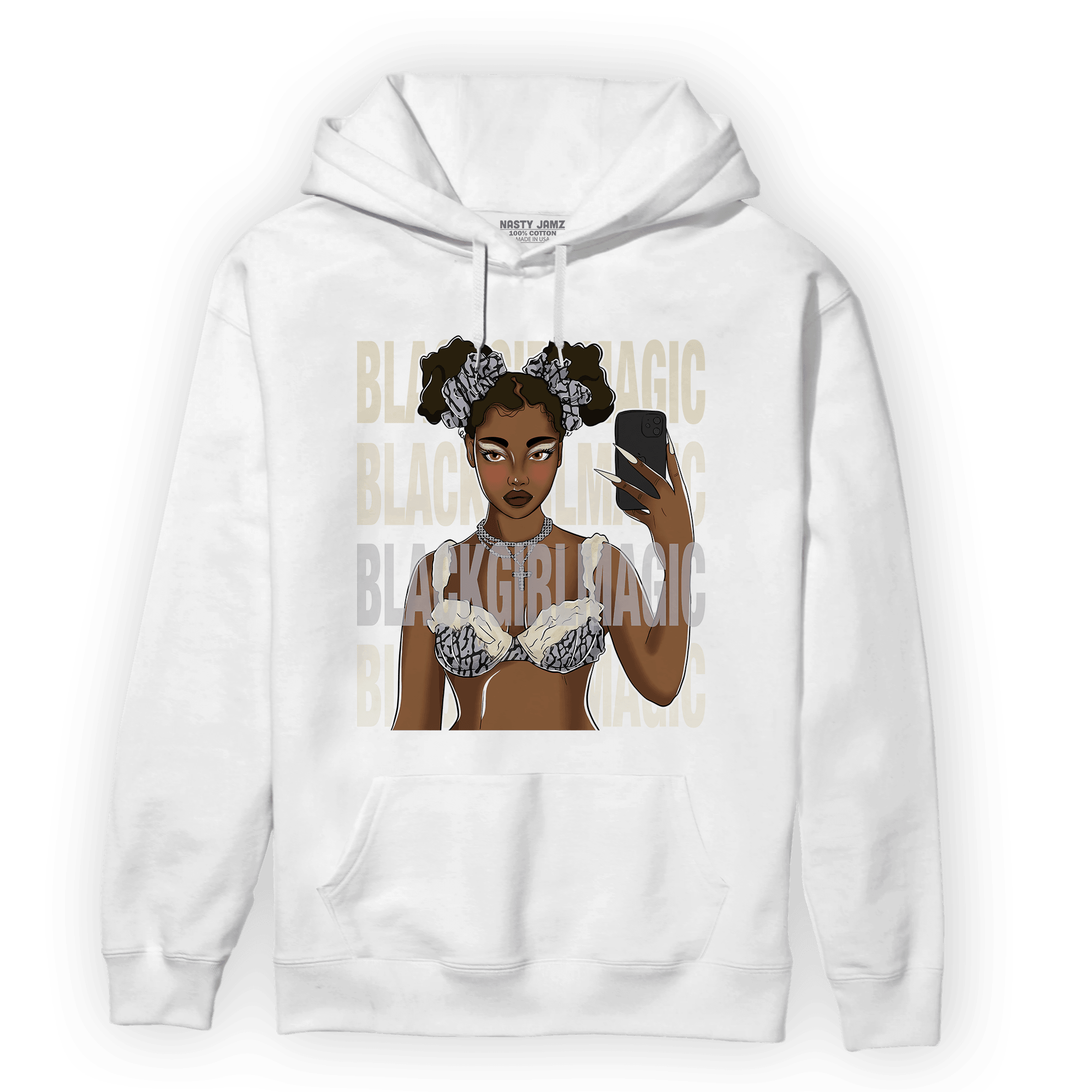 Off Noir 3s Hoodie Match Black Magic Girl Selfie - NastyJamz