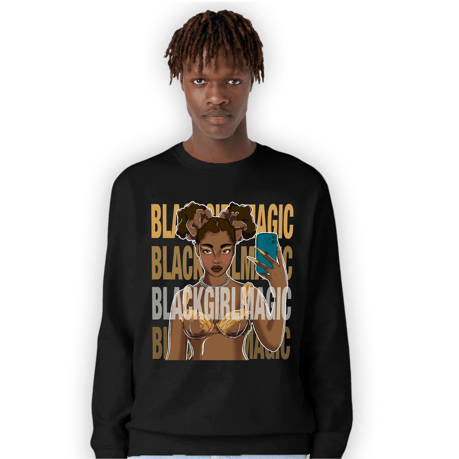 Cacao Wow 4s Sweatshirt Match Black Magic Girl Selfie - NastyJamz