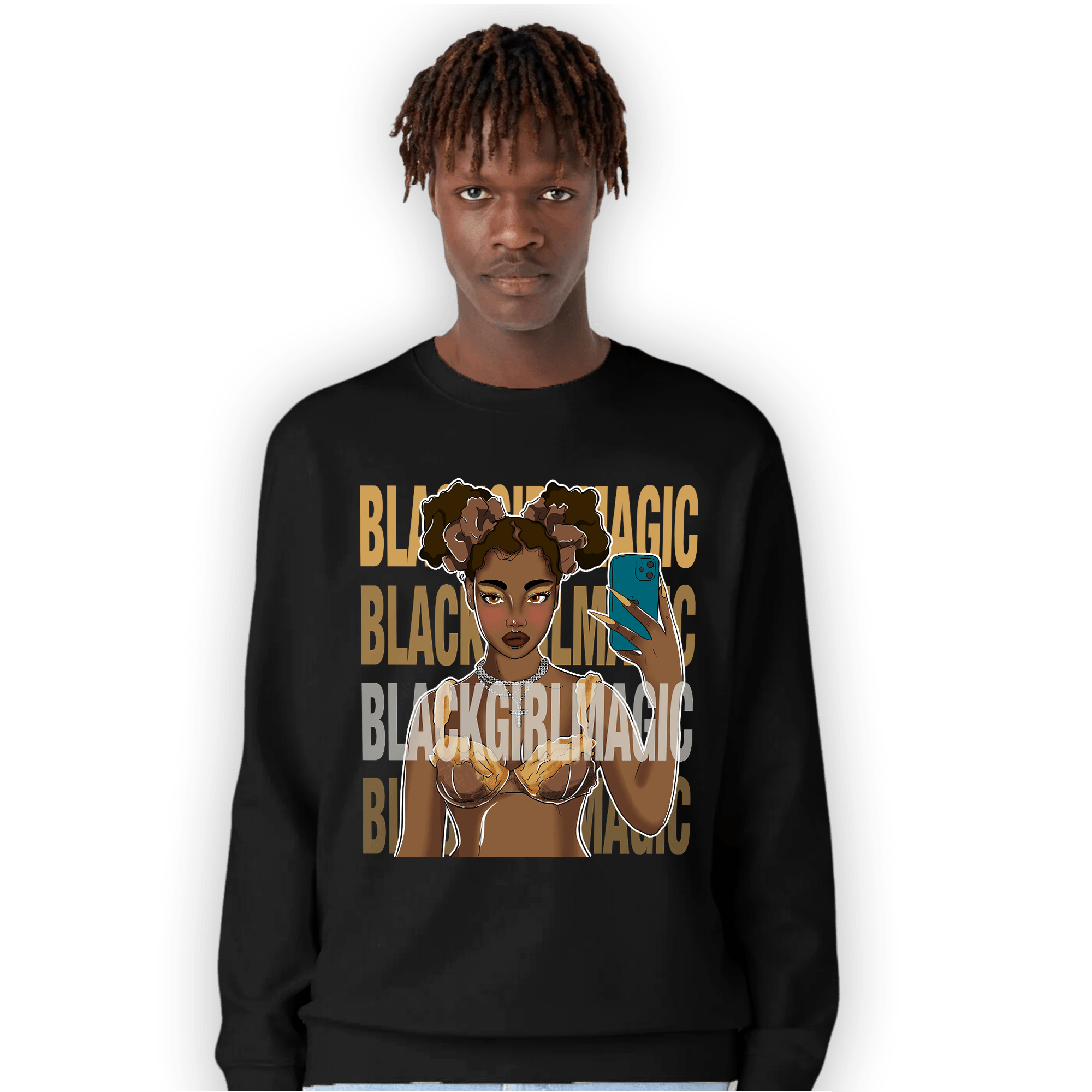 Cacao Wow 4s Sweatshirt Match Black Magic Girl Selfie - NastyJamz