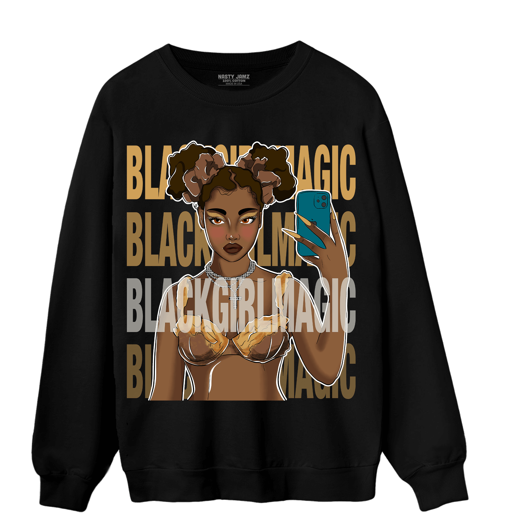 Cacao Wow 4s Sweatshirt Match Black Magic Girl Selfie - NastyJamz