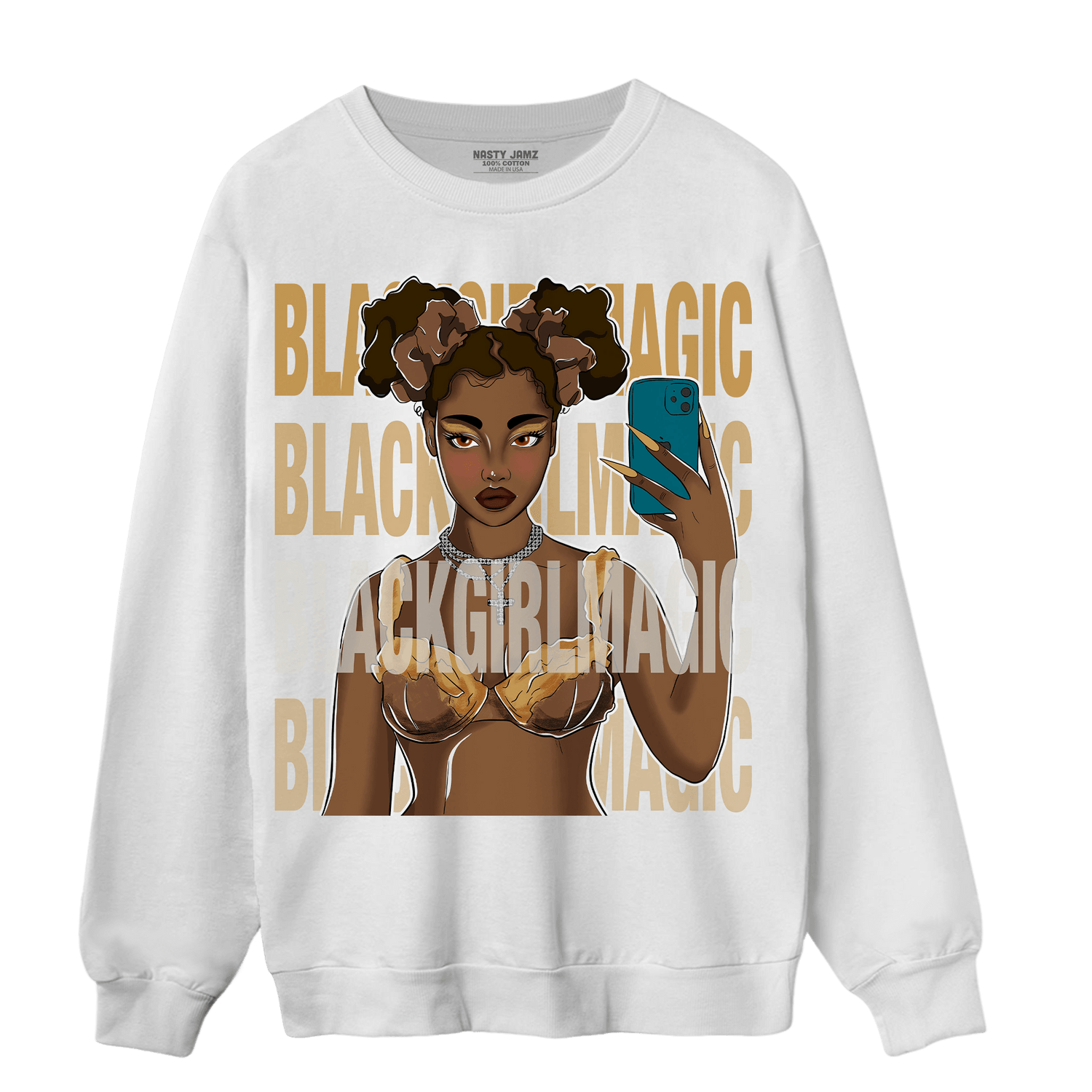Cacao Wow 4s Sweatshirt Match Black Magic Girl Selfie - NastyJamz