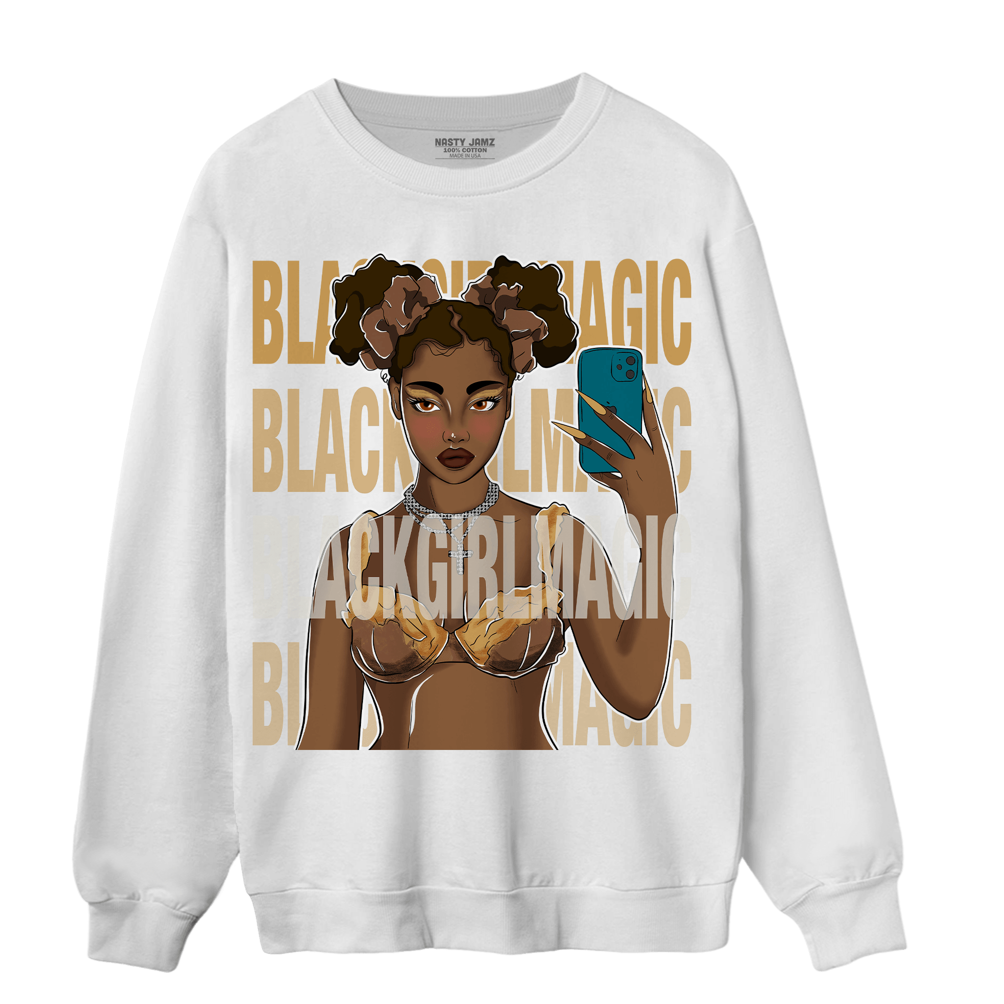 Cacao Wow 4s Sweatshirt Match Black Magic Girl Selfie - NastyJamz