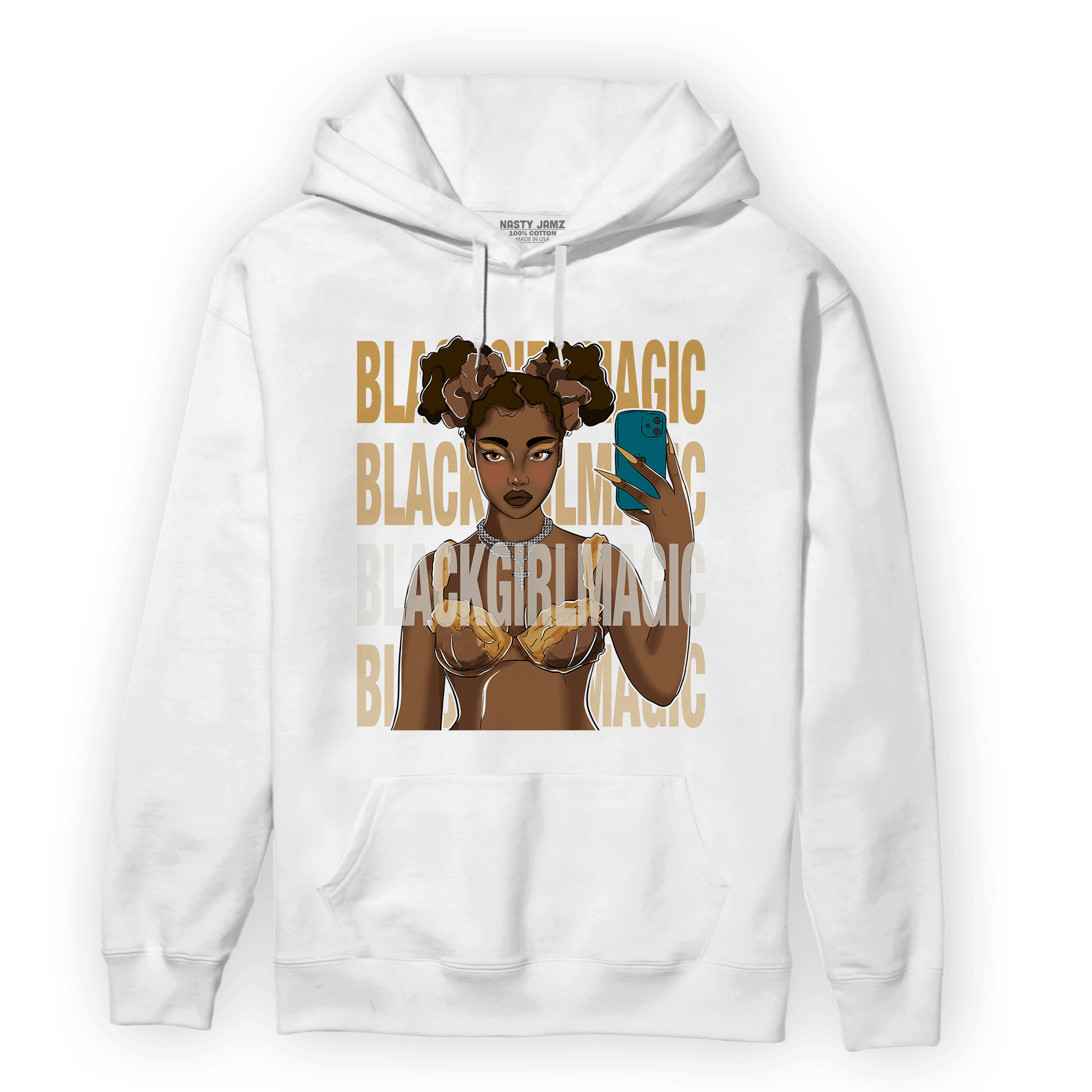 Cacao Wow 4s Hoodie Match Black Magic Girl Selfie - NastyJamz