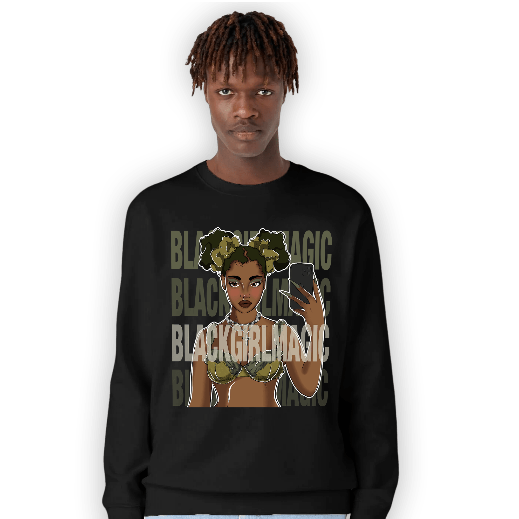 SE Craft Medium Olive 4s Sweatshirt Match Black Magic Girl Selfie - NastyJamz