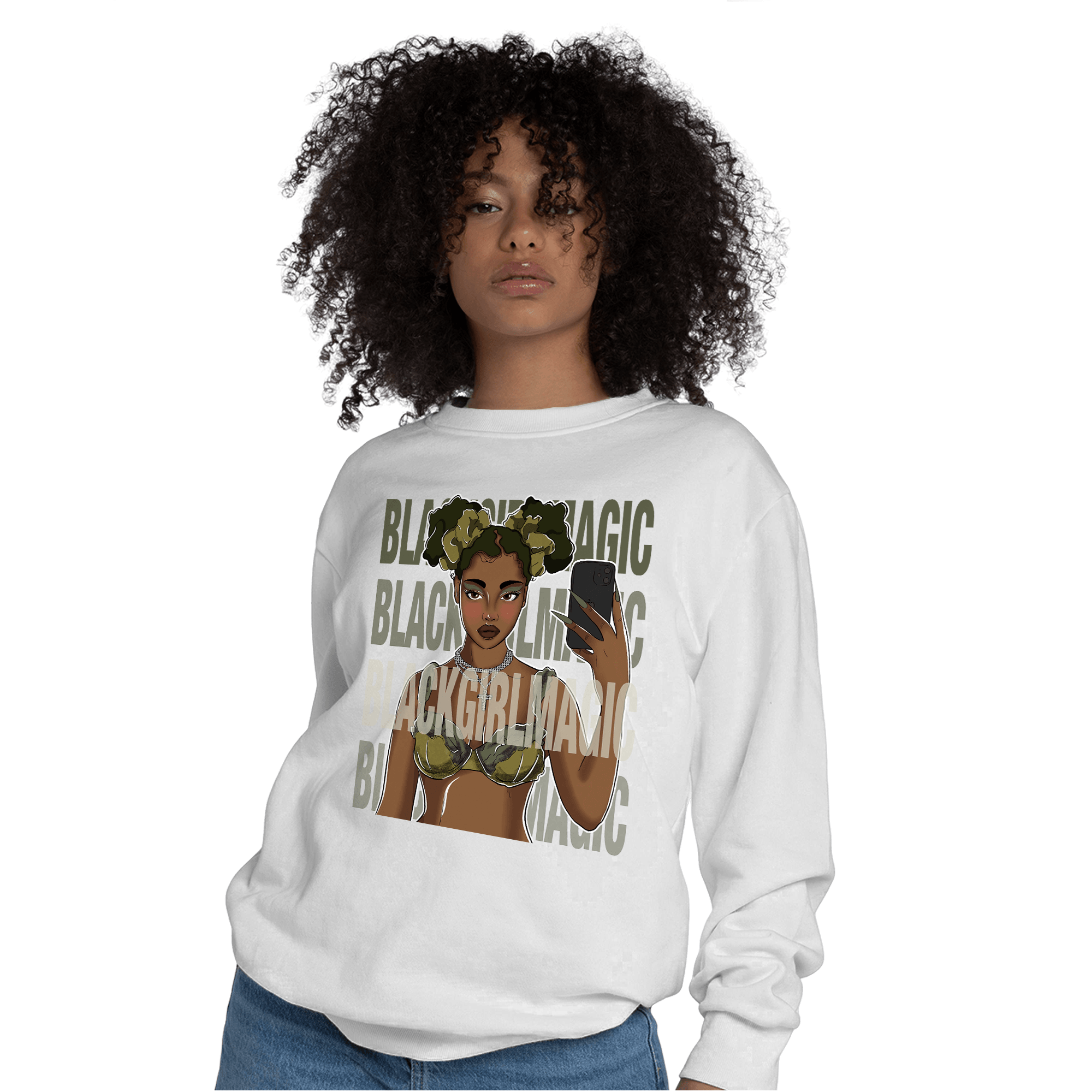 SE Craft Medium Olive 4s Sweatshirt Match Black Magic Girl Selfie - NastyJamz
