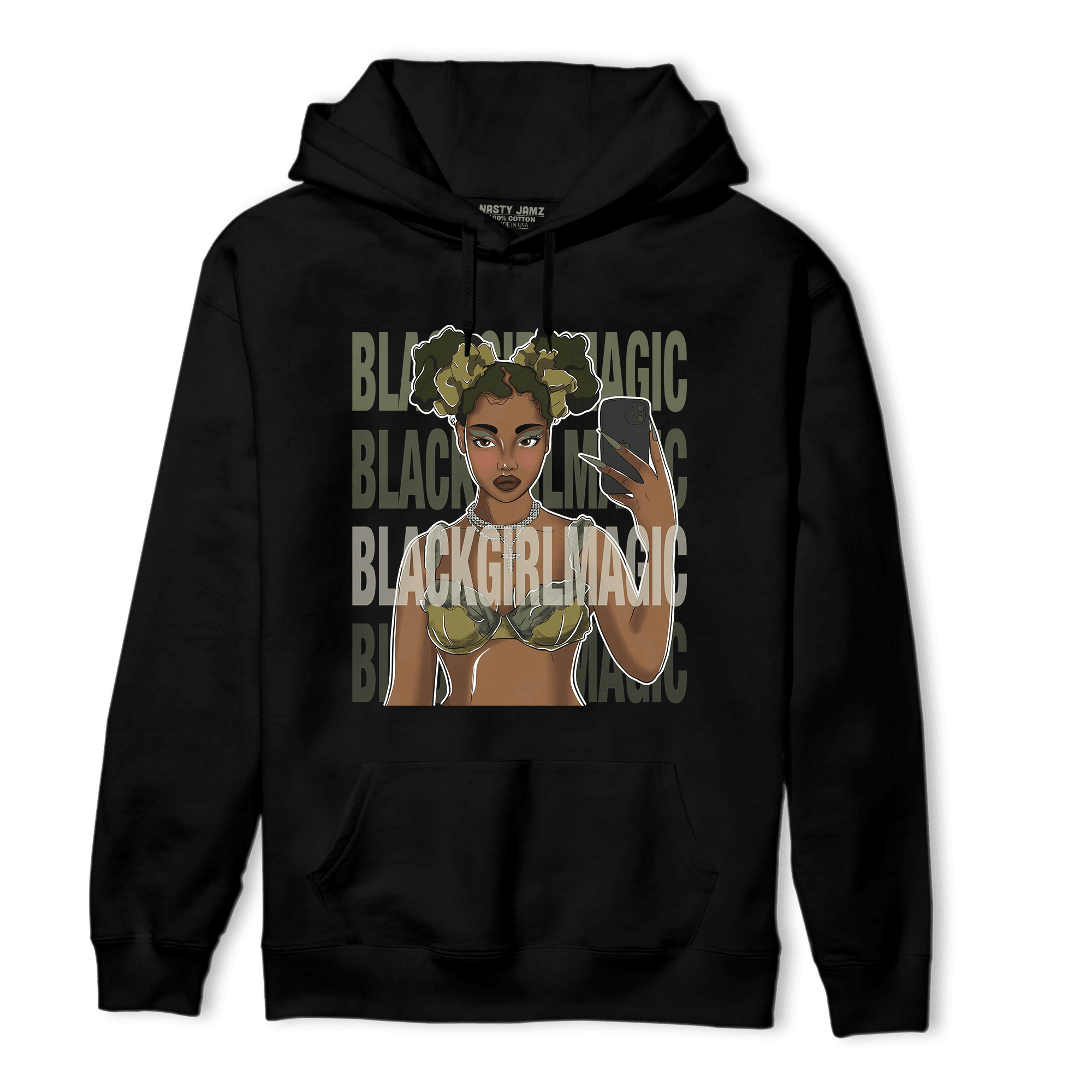 SE Craft Medium Olive 4s Hoodie Match Black Magic Girl Selfie - NastyJamz