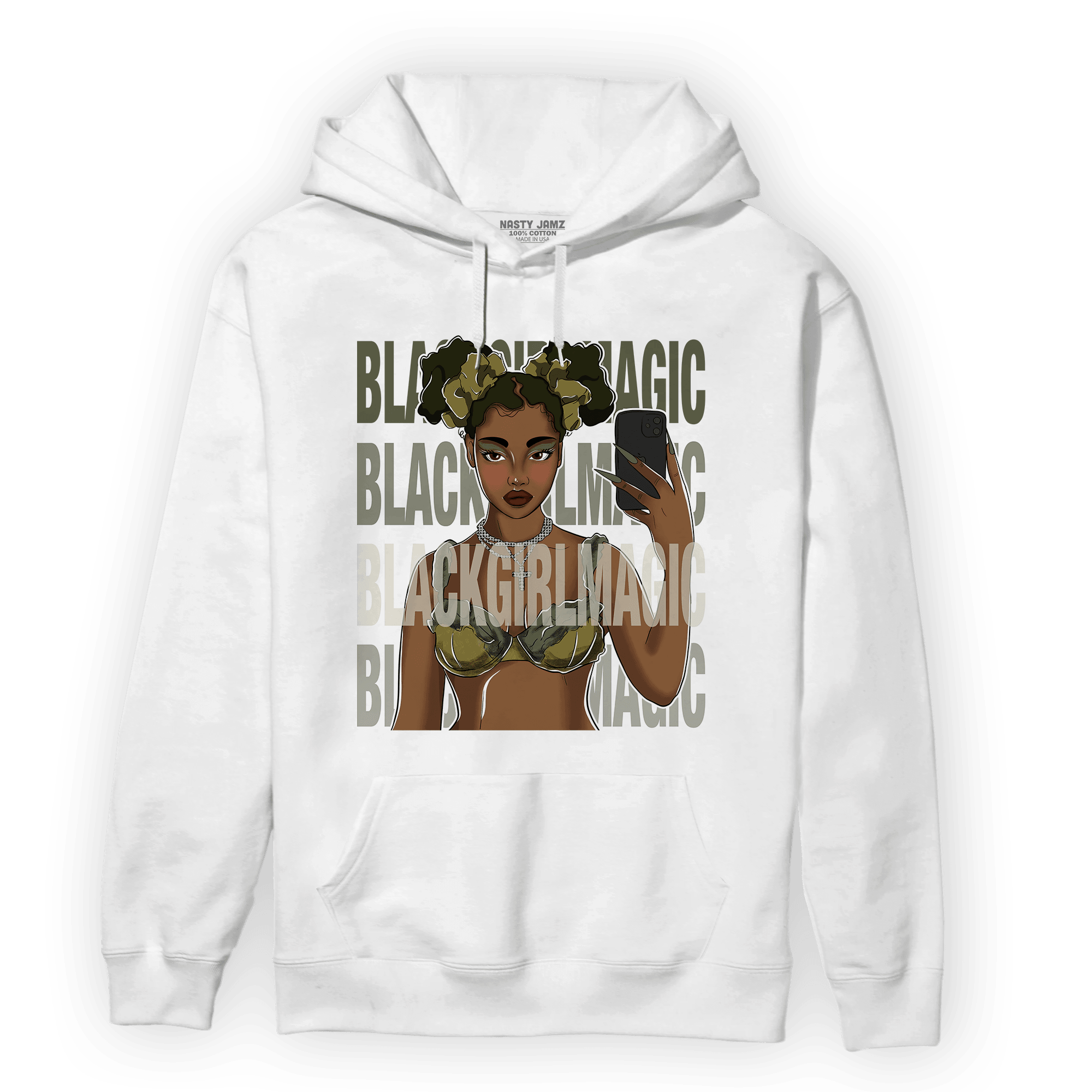 SE Craft Medium Olive 4s Hoodie Match Black Magic Girl Selfie - NastyJamz