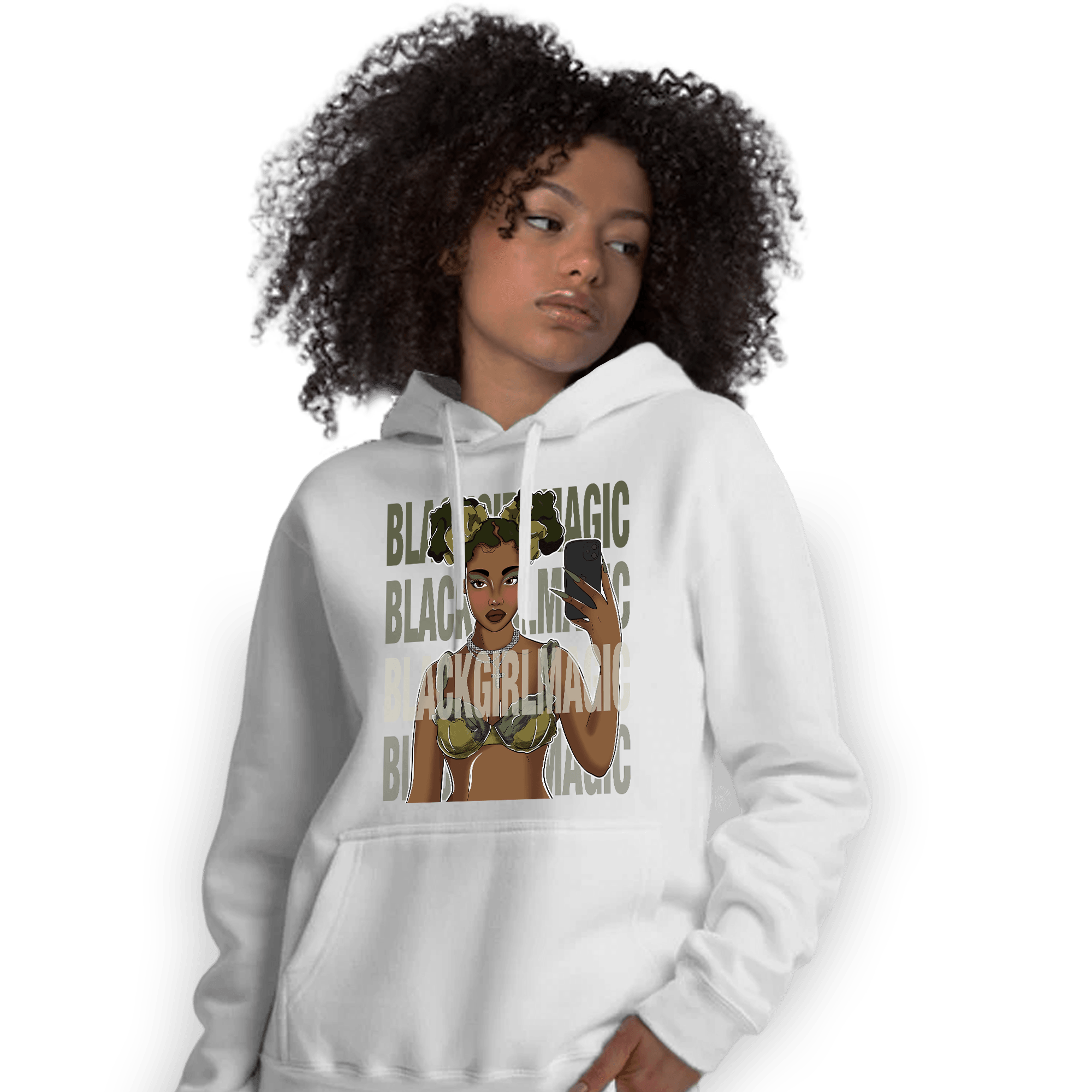 SE Craft Medium Olive 4s Hoodie Match Black Magic Girl Selfie - NastyJamz