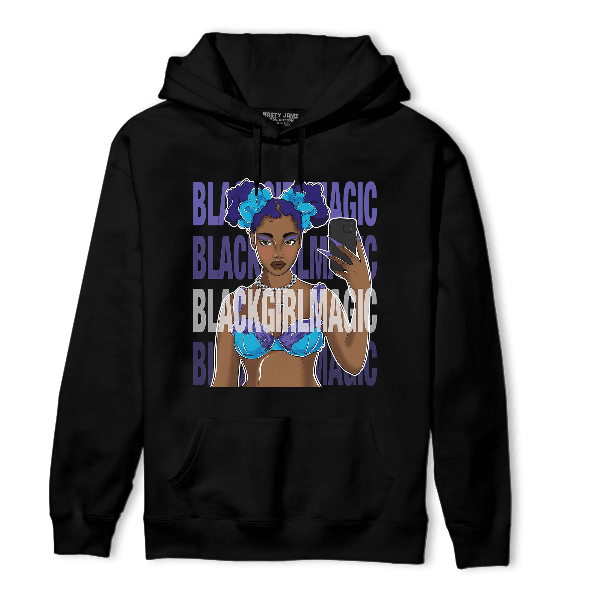 Aqua 6s Hoodie Match Black Magic Girl Selfie - NastyJamz