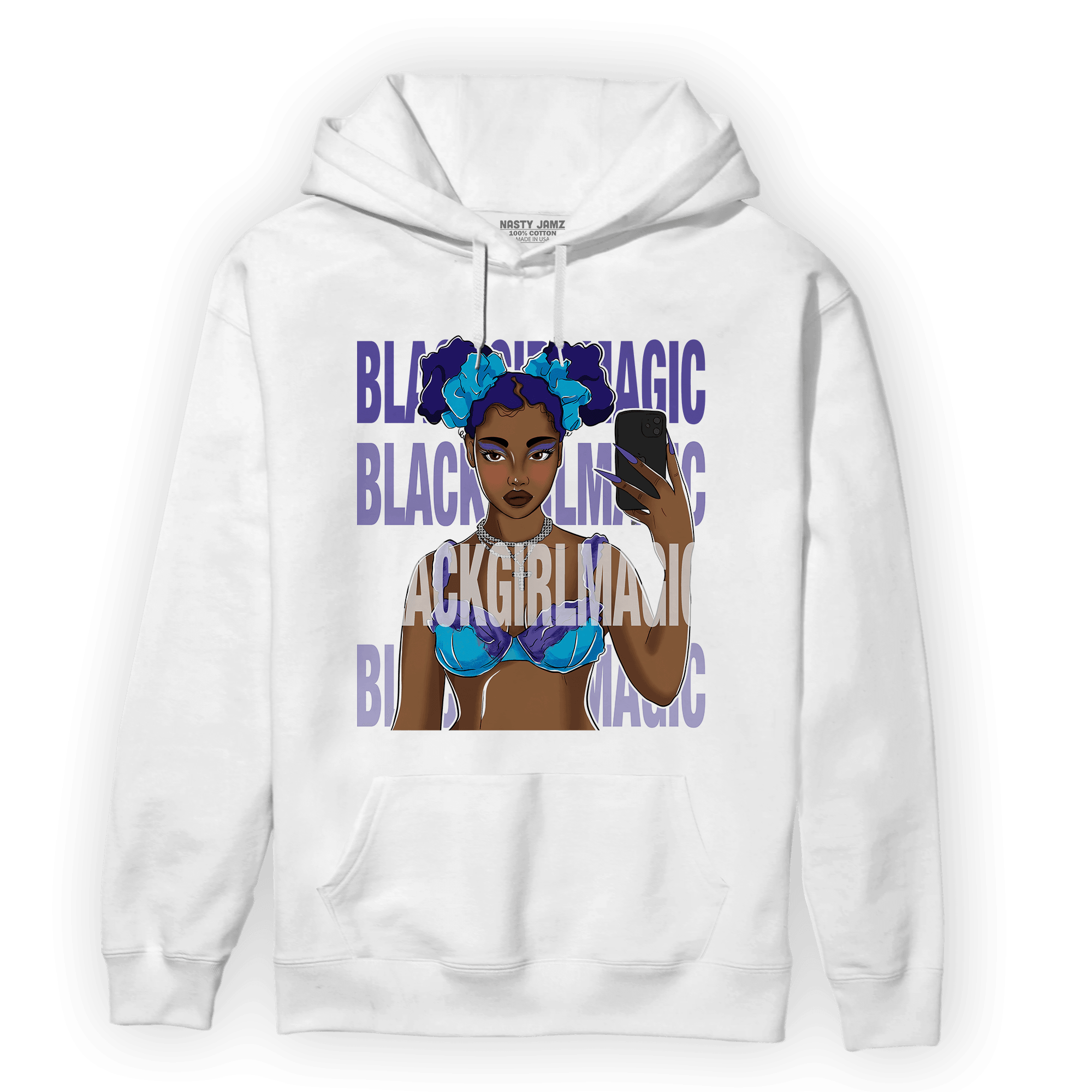 Aqua 6s Hoodie Match Black Magic Girl Selfie - NastyJamz