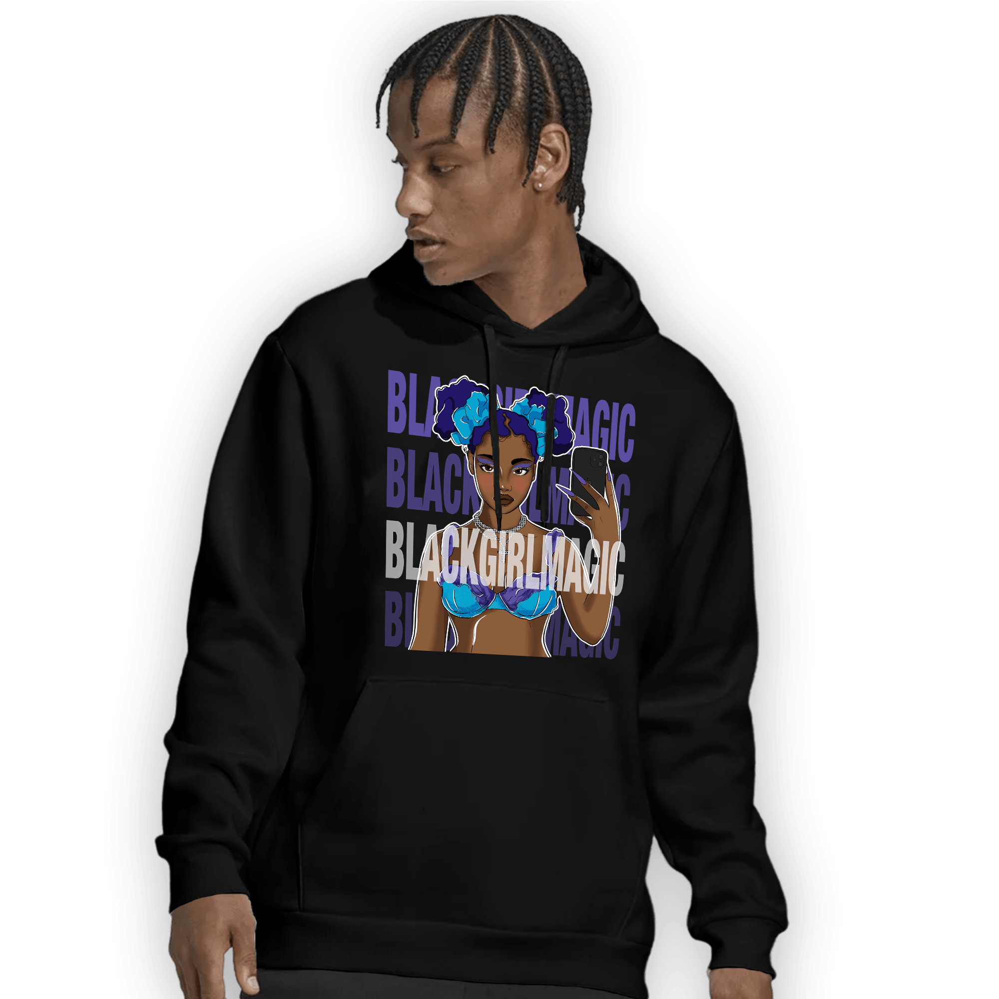 Aqua 6s Hoodie Match Black Magic Girl Selfie - NastyJamz