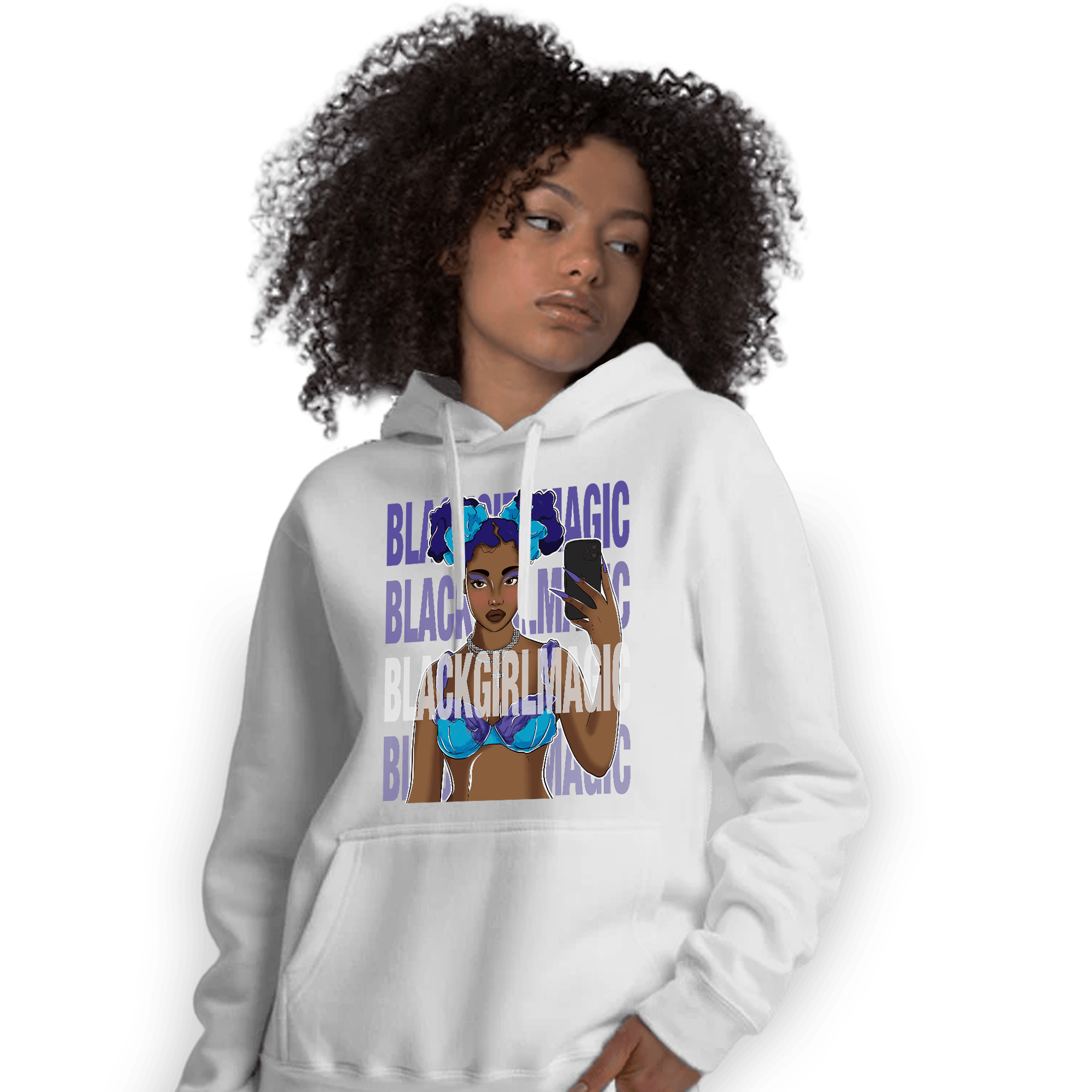 Aqua 6s Hoodie Match Black Magic Girl Selfie - NastyJamz