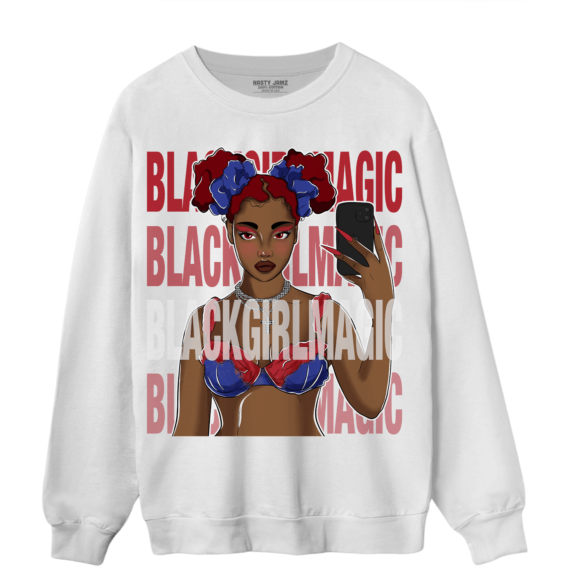 Playoffs 8s Sweatshirt Match Black Magic Girl Selfie - NastyJamz