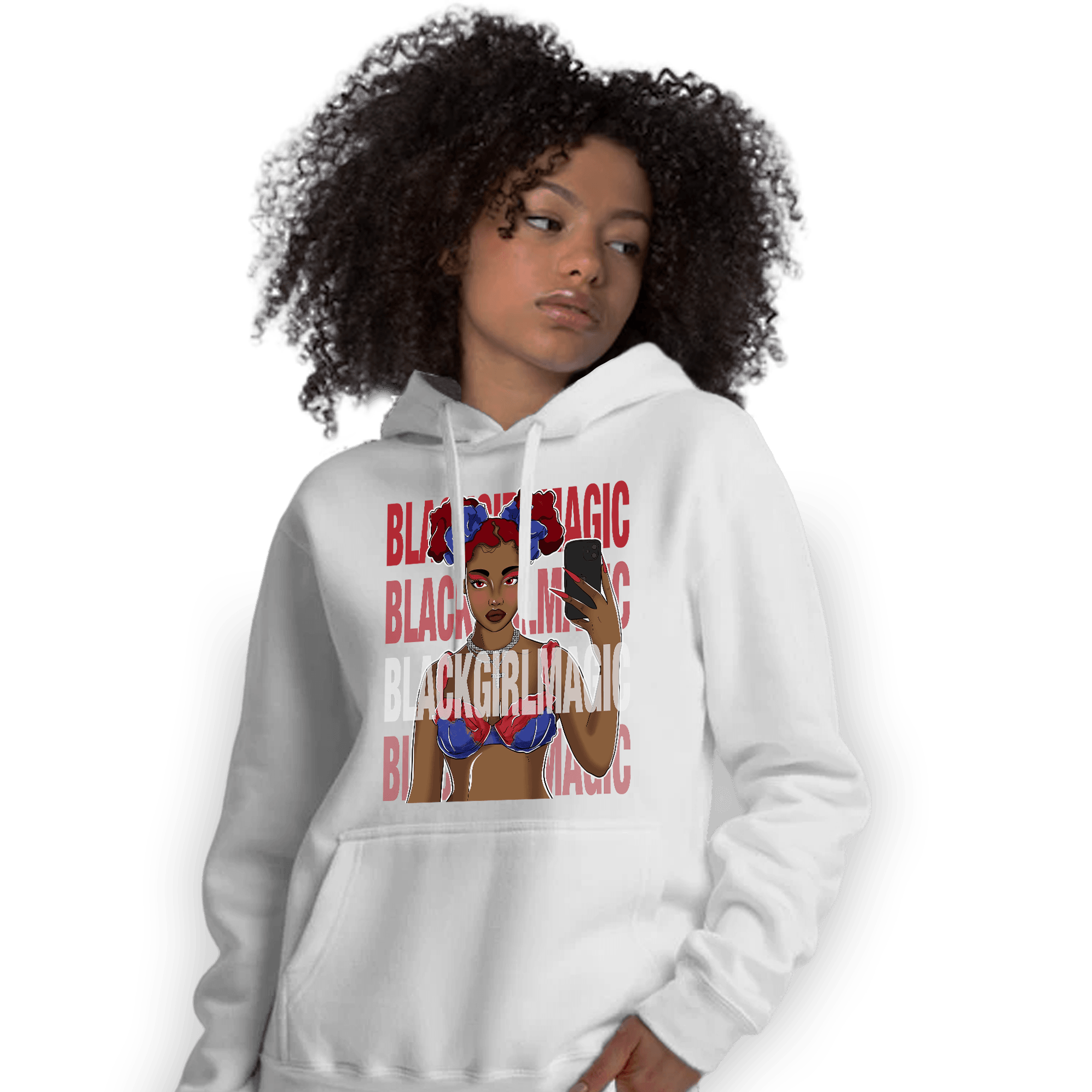 Playoffs 8s Hoodie Match Black Magic Girl Selfie - NastyJamz