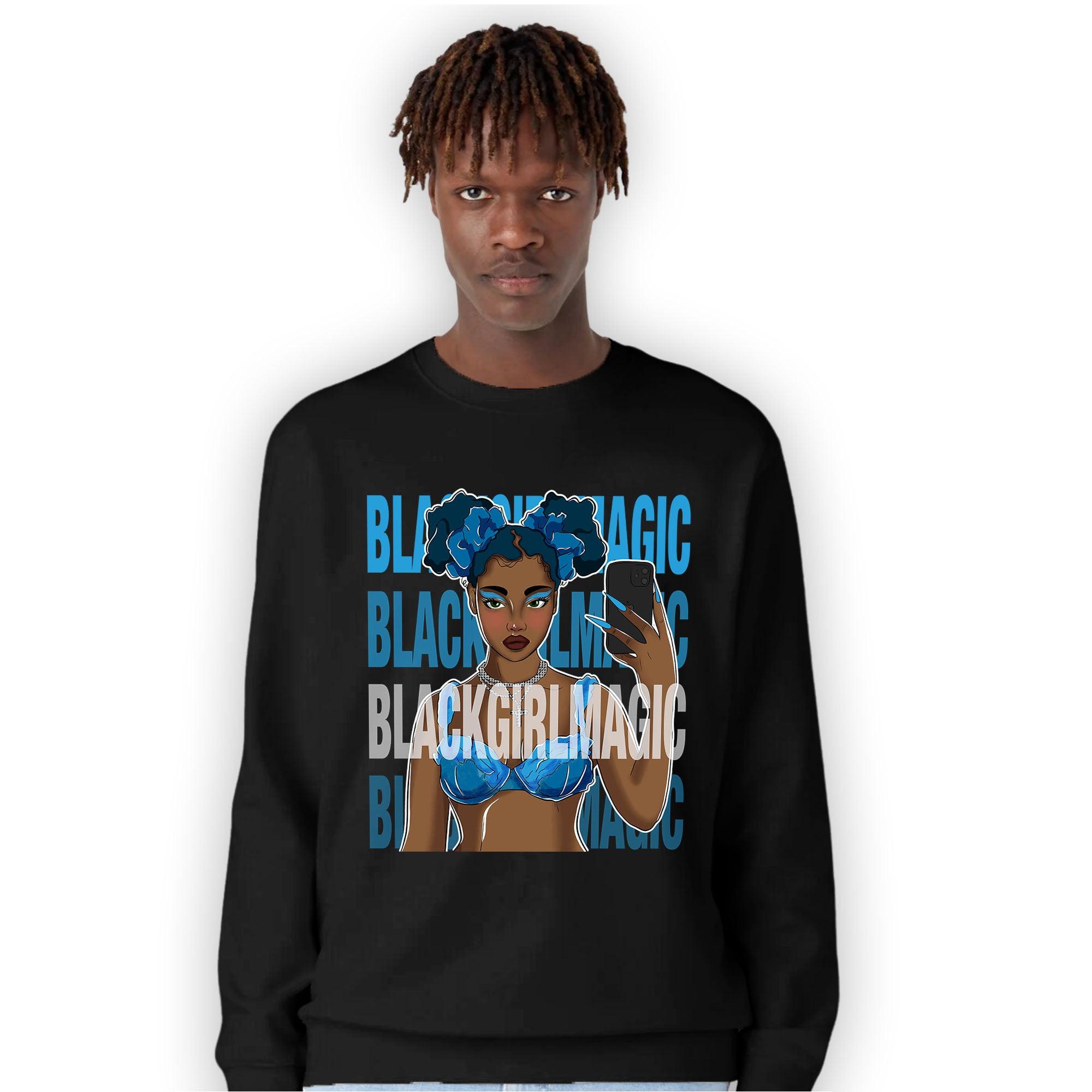 Powder Blue 9s Sweatshirt Match Black Magic Girl Selfie - NastyJamz