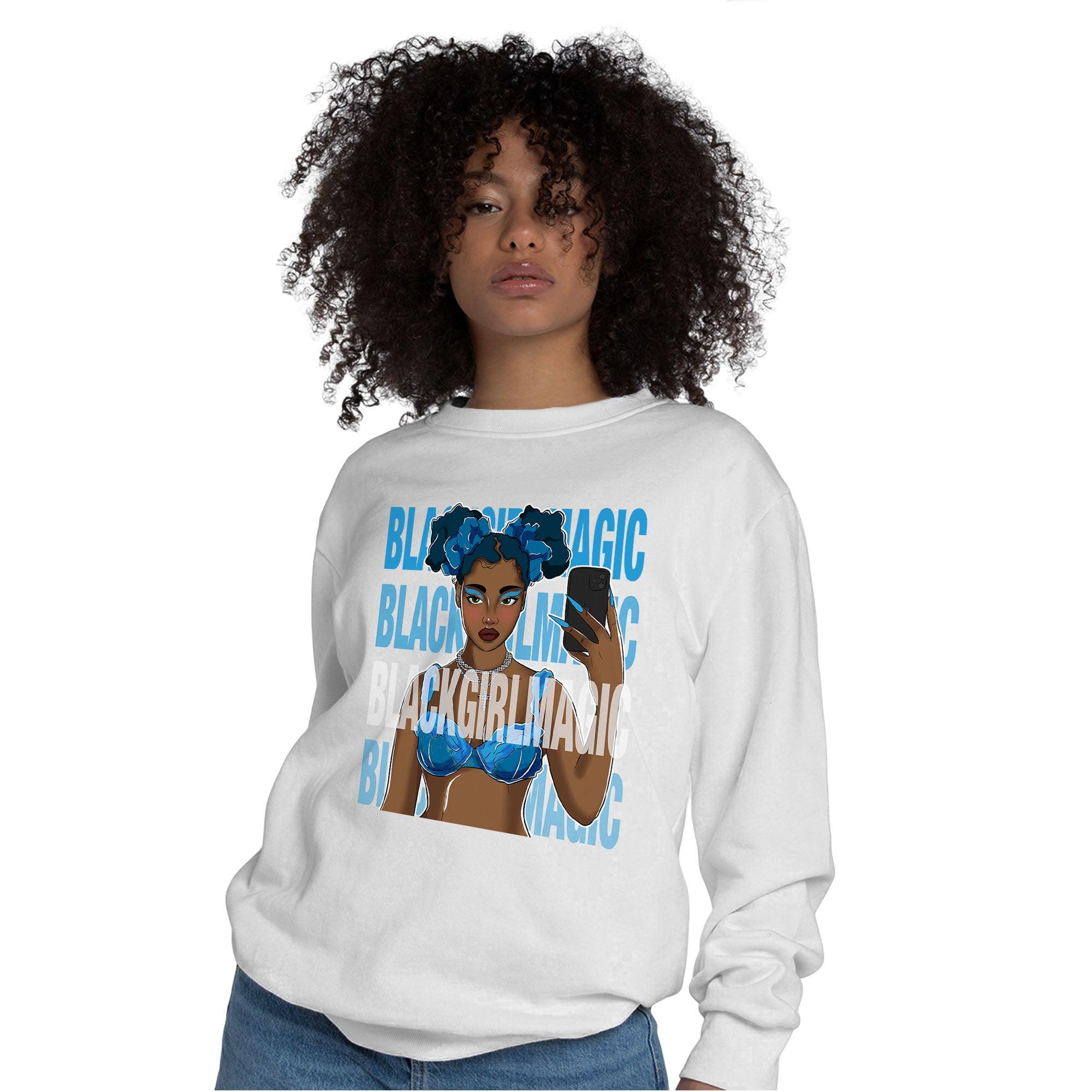 Powder Blue 9s Sweatshirt Match Black Magic Girl Selfie - NastyJamz