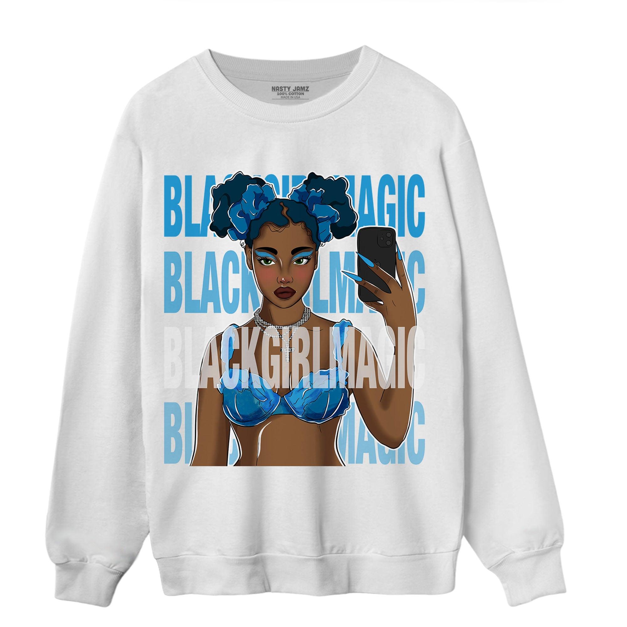 Powder Blue 9s Sweatshirt Match Black Magic Girl Selfie - NastyJamz