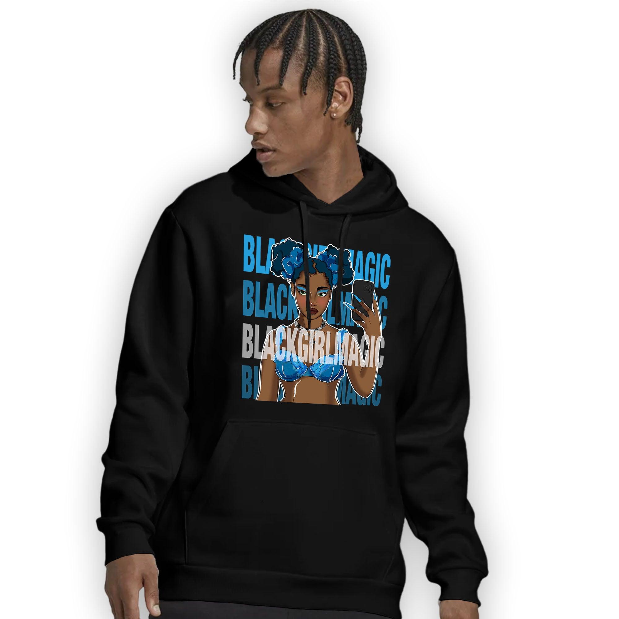 Powder Blue 9s Hoodie Match Black Magic Girl Selfie - NastyJamz