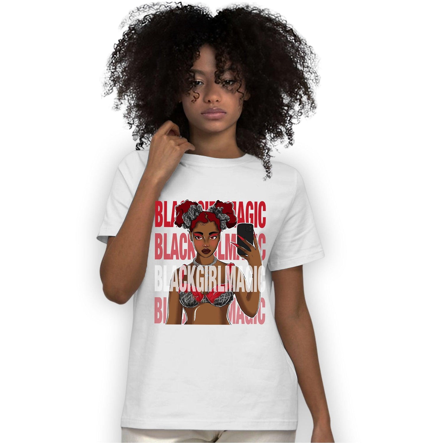Spizike Low Bred T Shirt Match Black Magic Girl Selfie - NastyJamz