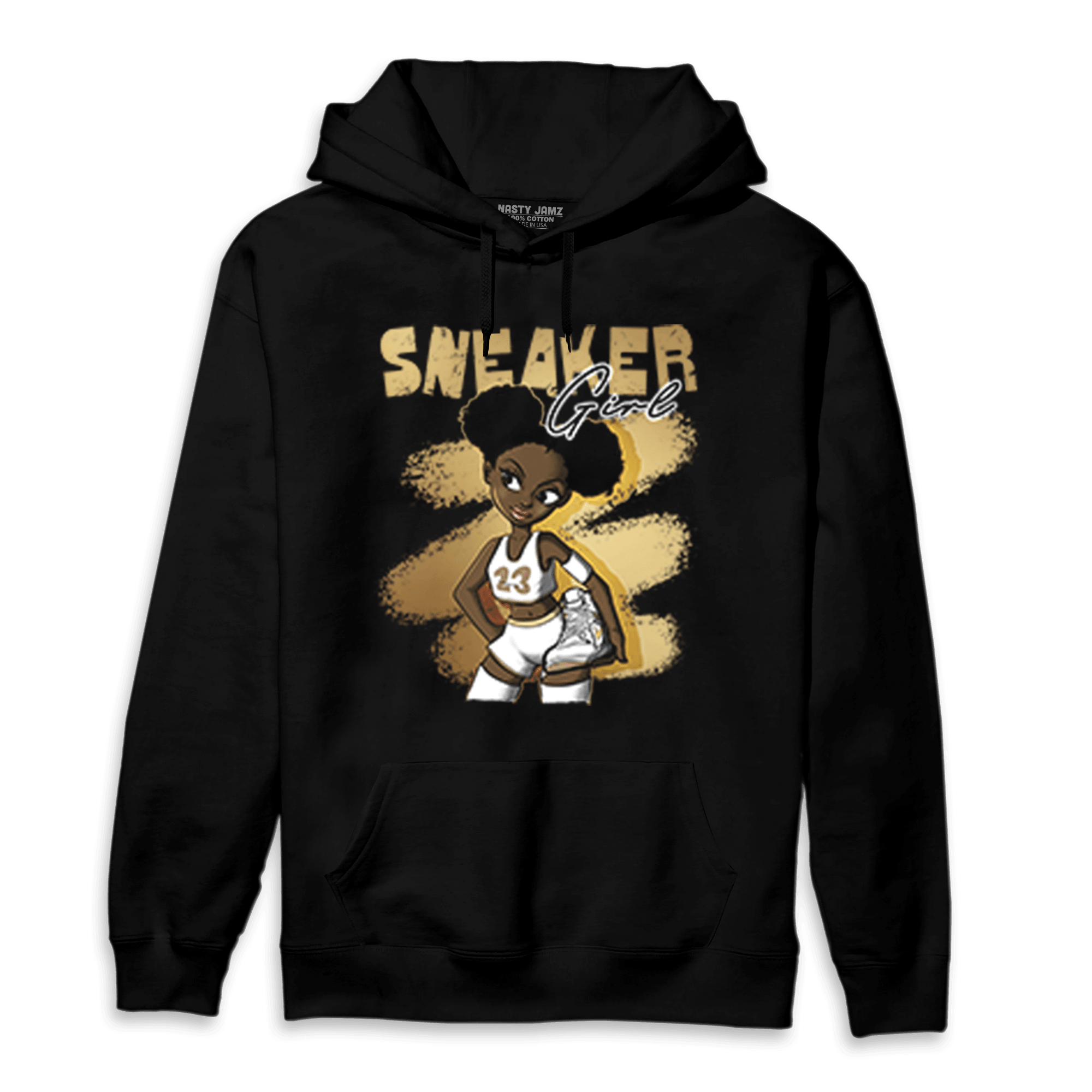 High OG Metallic Gold 1s Hoodie Match Black Sneaker Girl - NastyJamz