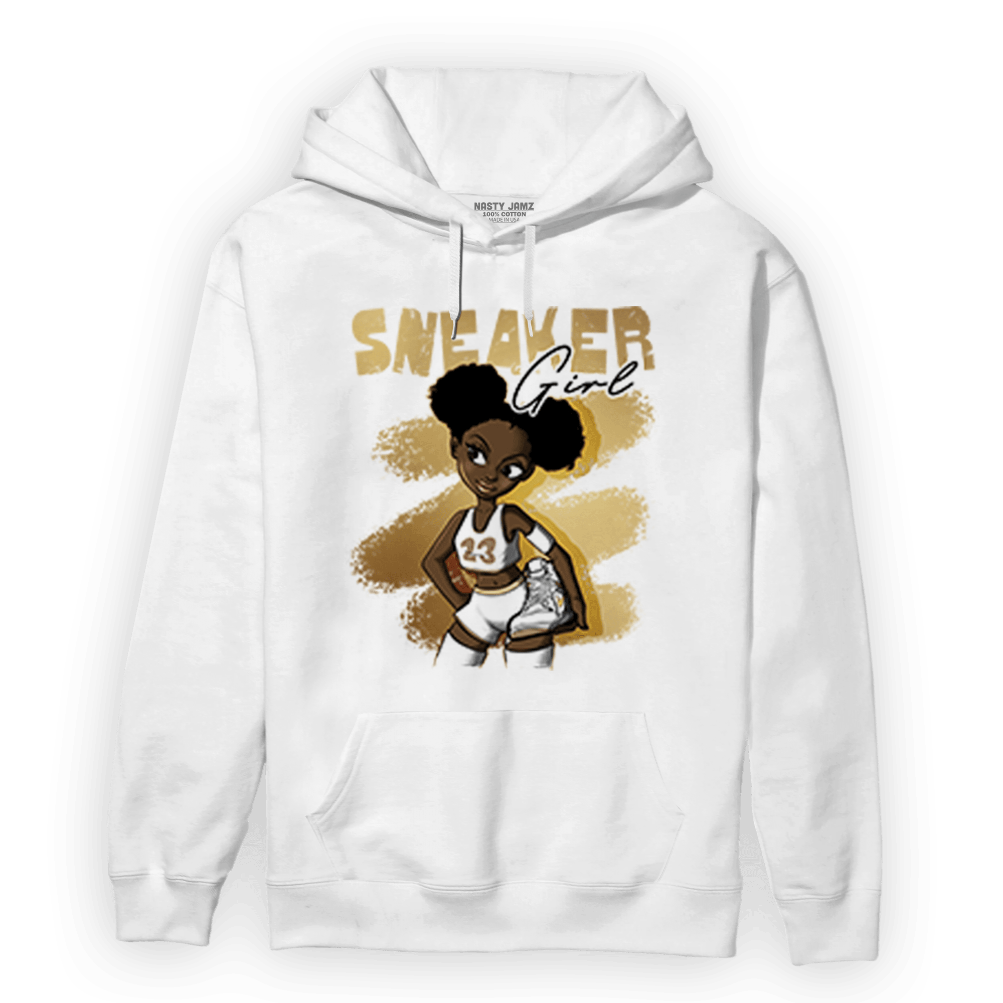High OG Metallic Gold 1s Hoodie Match Black Sneaker Girl - NastyJamz
