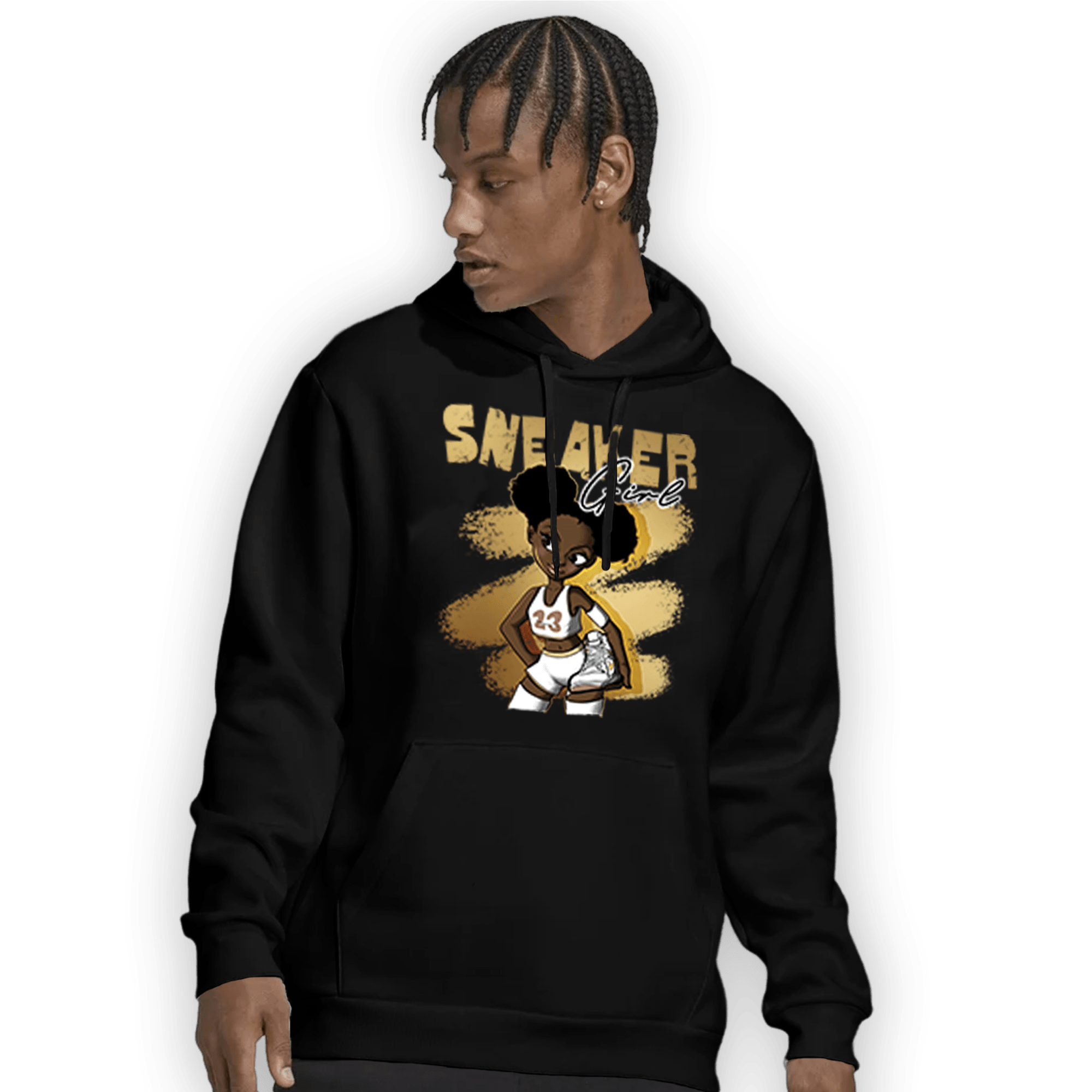 High OG Metallic Gold 1s Hoodie Match Black Sneaker Girl - NastyJamz