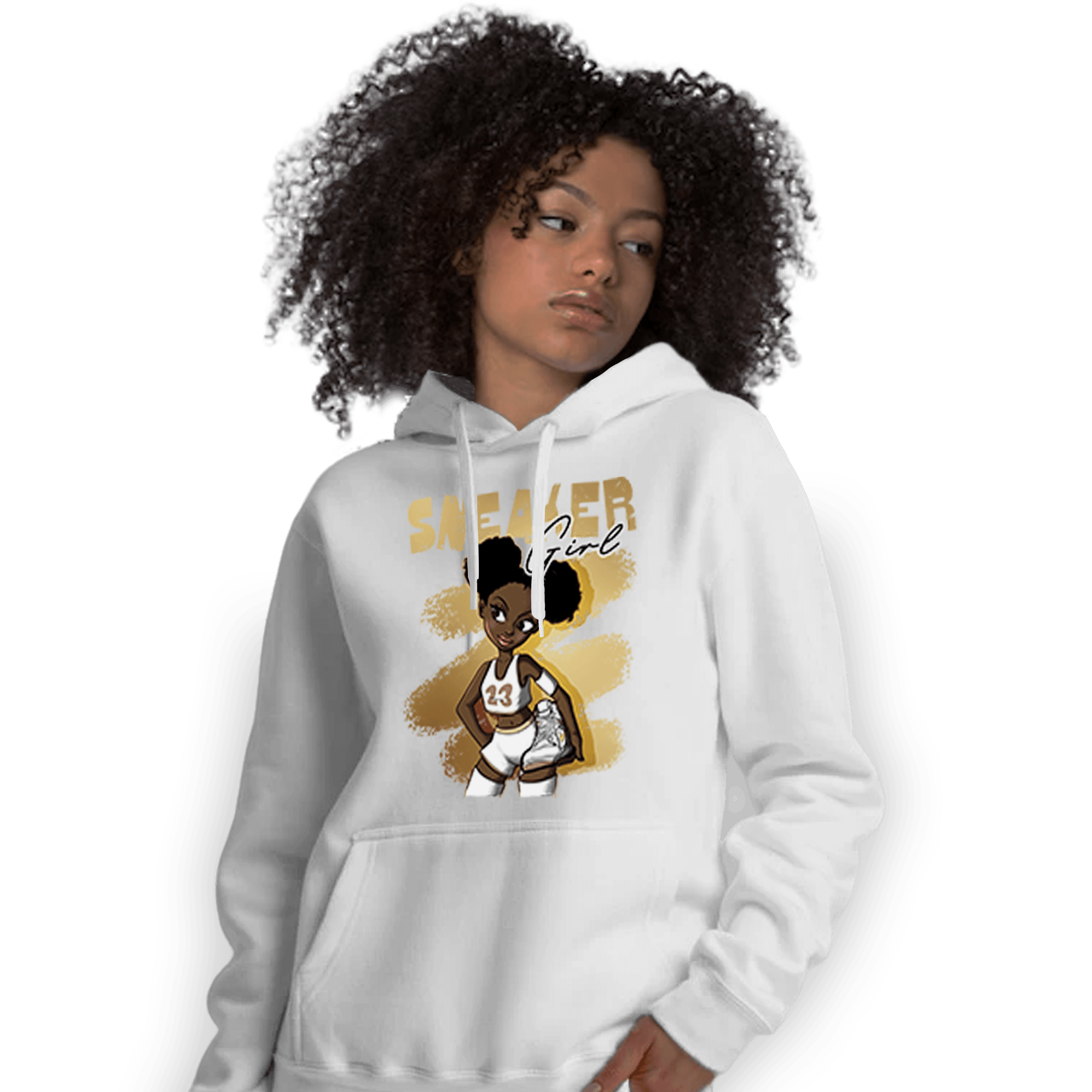 High OG Metallic Gold 1s Hoodie Match Black Sneaker Girl - NastyJamz