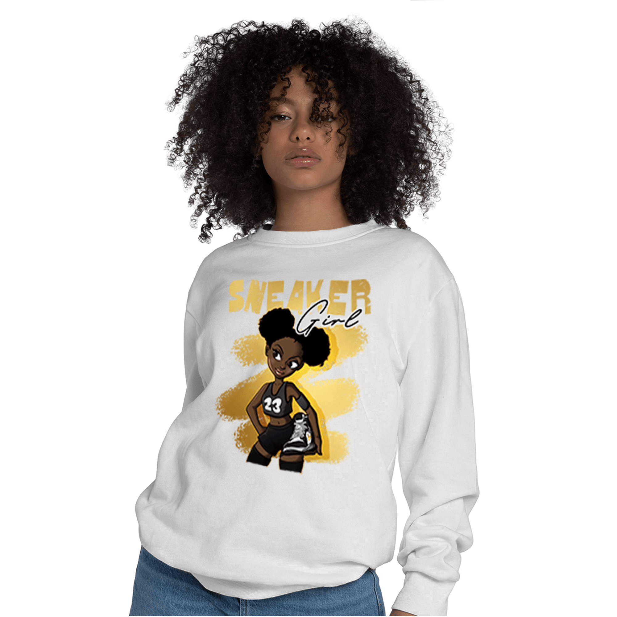 Mid SE Black Gold 1s Sweatshirt Match Black Sneaker Girl - NastyJamz
