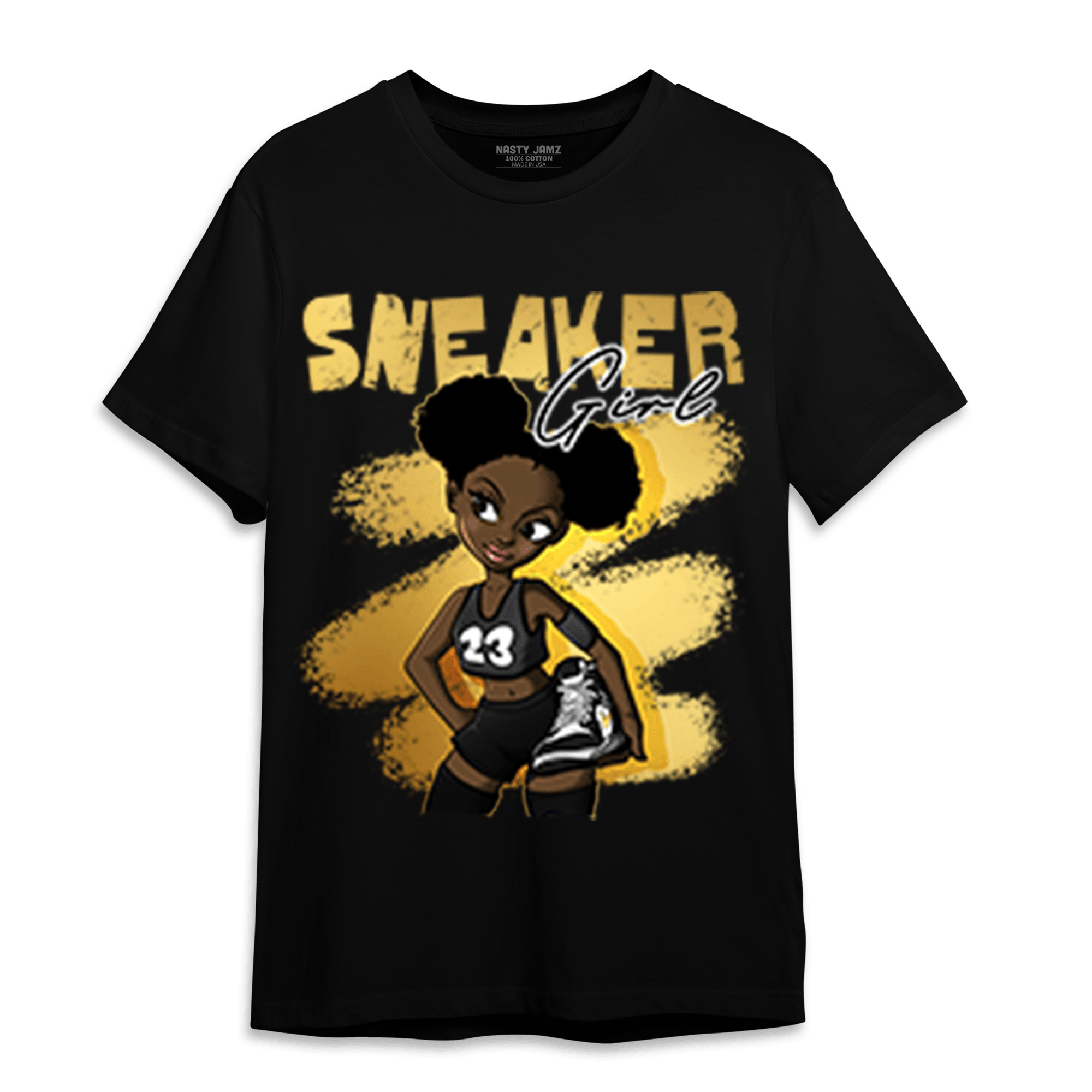 Mid SE Black Gold 1s T Shirt Match Black Sneaker Girl - NastyJamz
