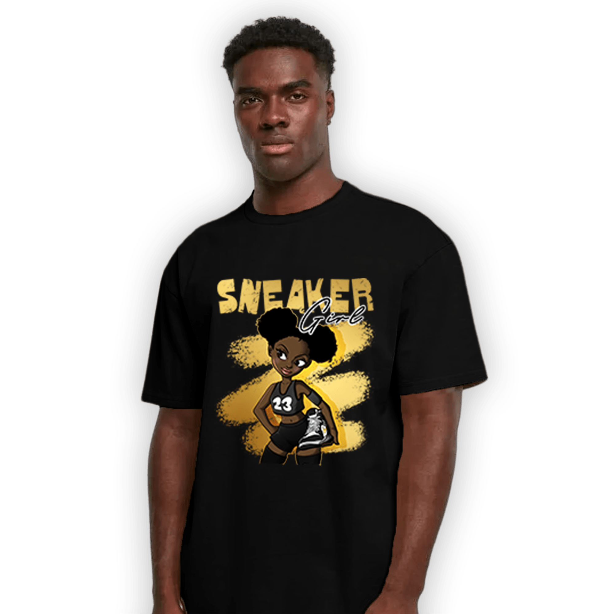 Mid SE Black Gold 1s T Shirt Match Black Sneaker Girl - NastyJamz