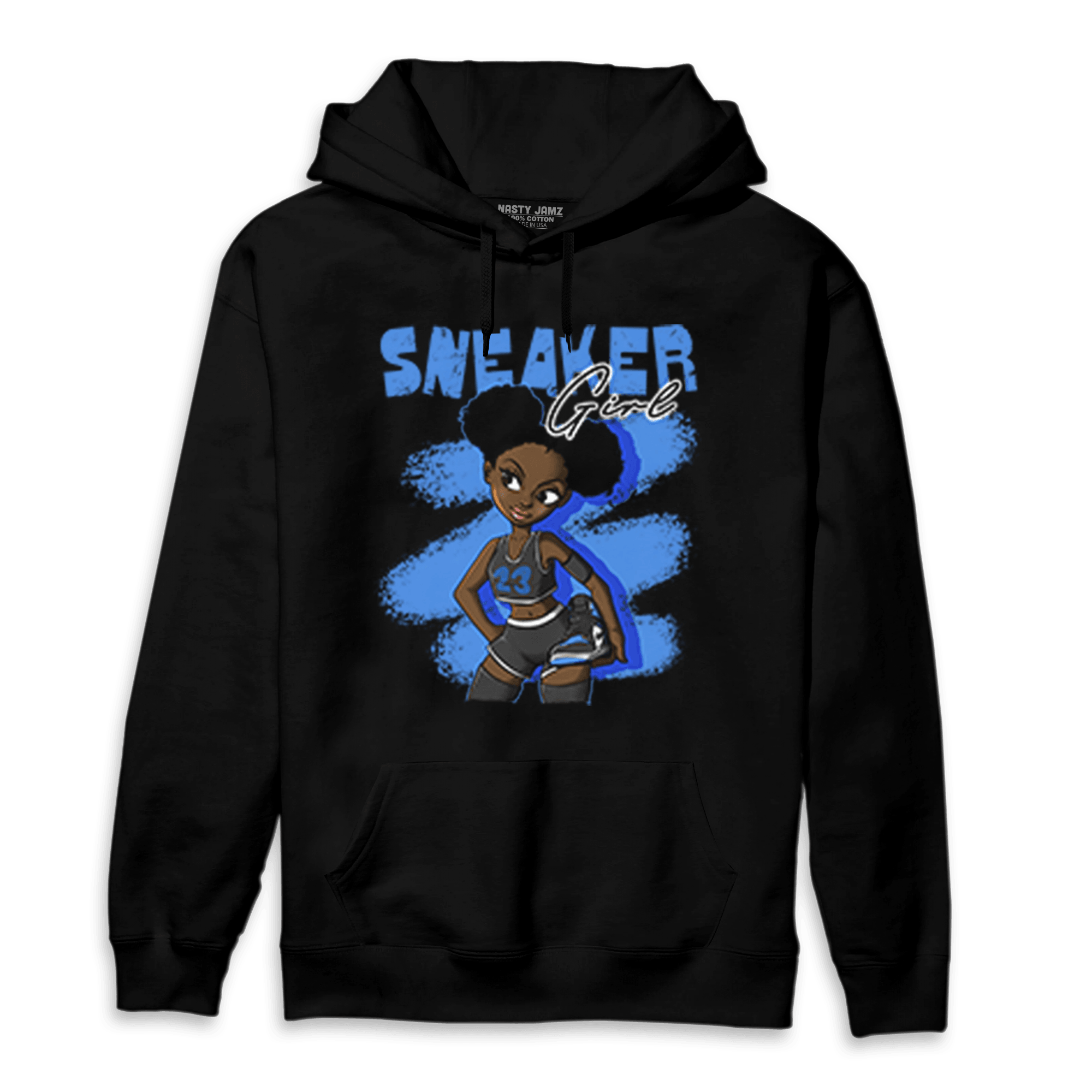 University Blue Toe 1s Hoodie Match Black Sneaker Girl - NastyJamz