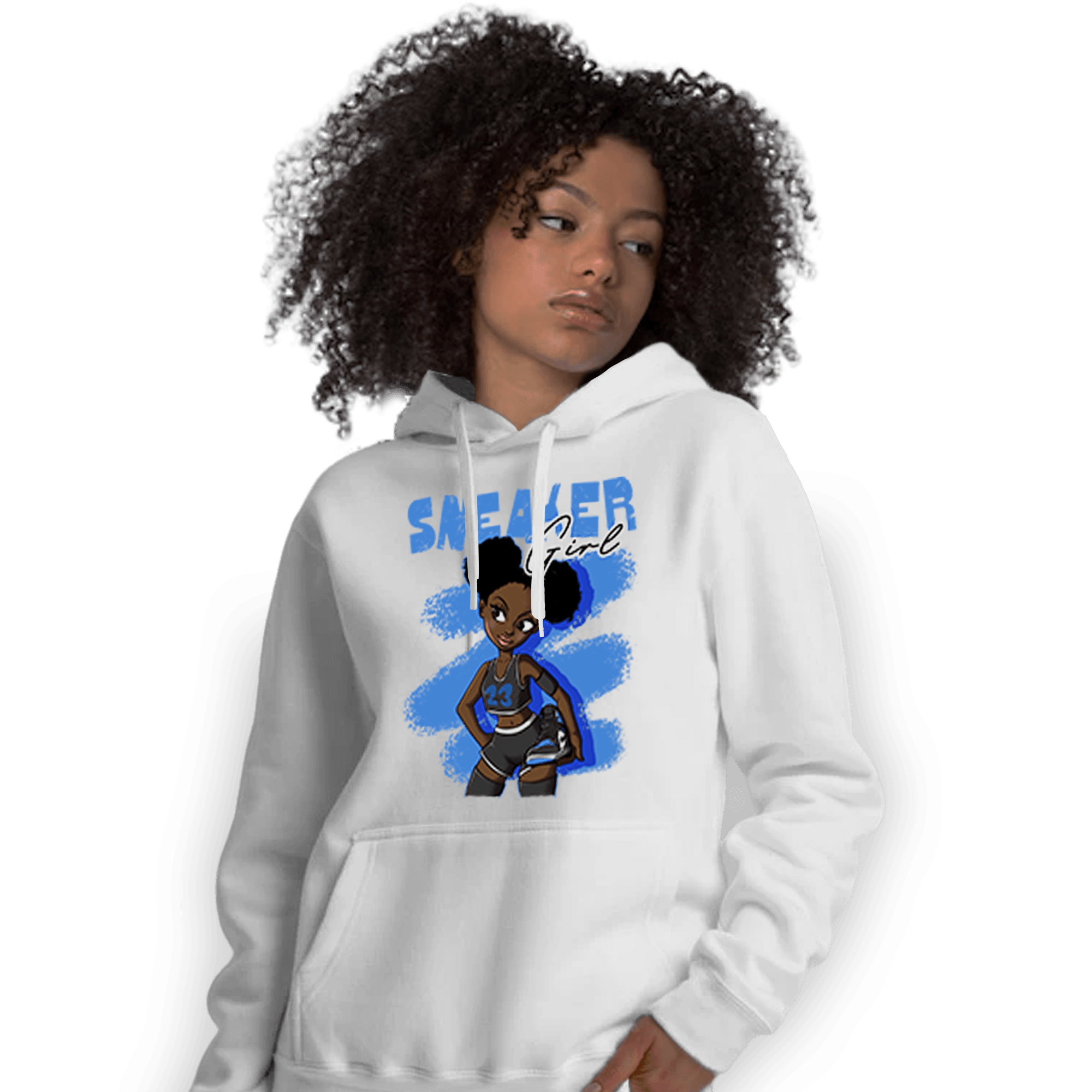 University Blue Toe 1s Hoodie Match Black Sneaker Girl - NastyJamz