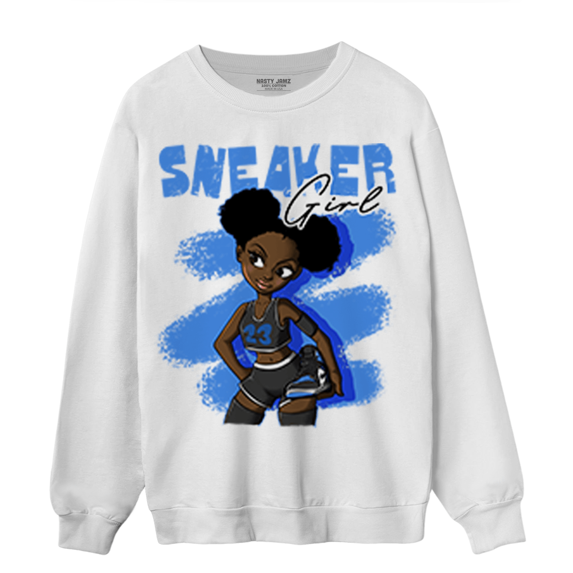 University Blue Toe 1s Sweatshirt Match Black Sneaker Girl - NastyJamz