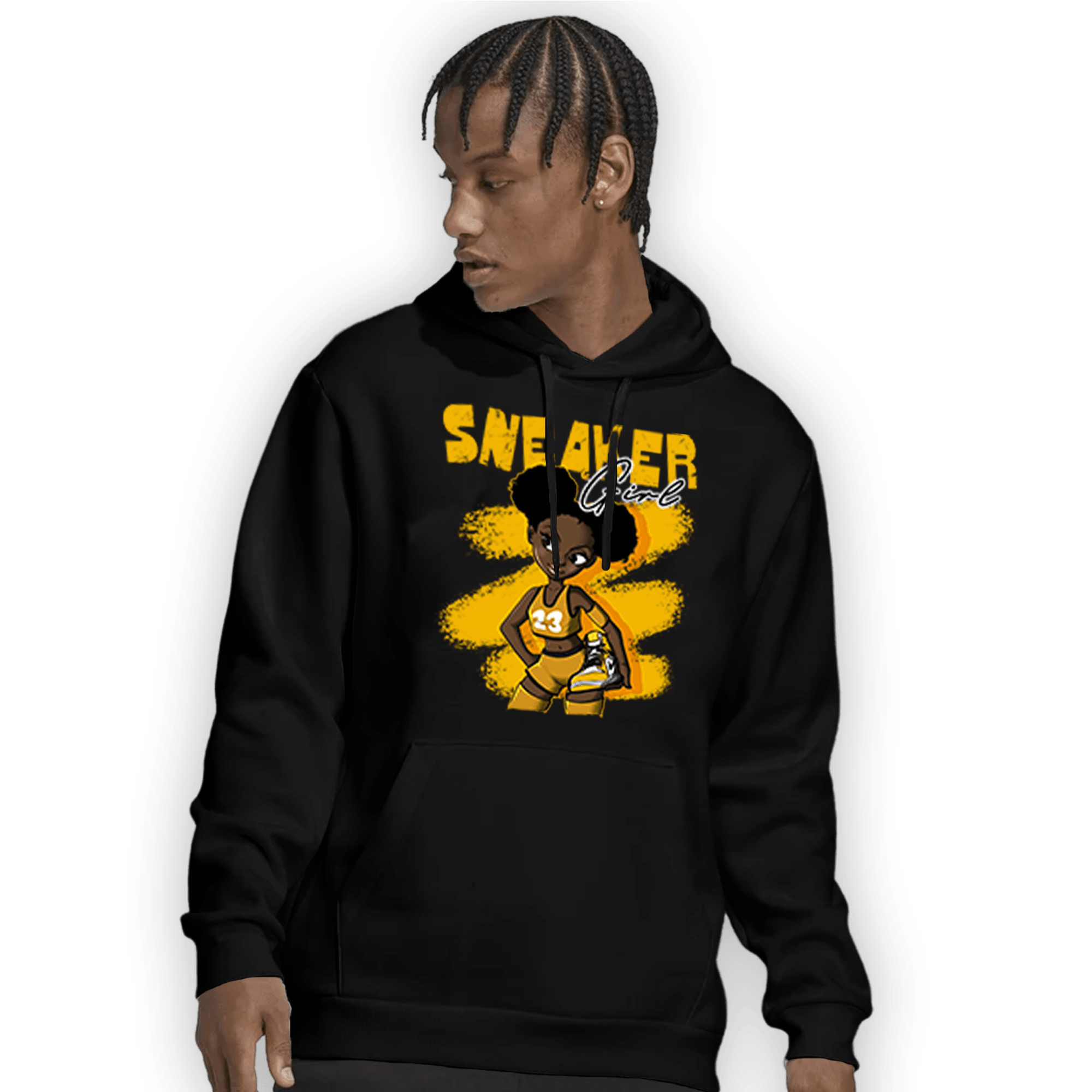 Yellow Ochre 1s Hoodie Match Black Sneaker Girl - NastyJamz