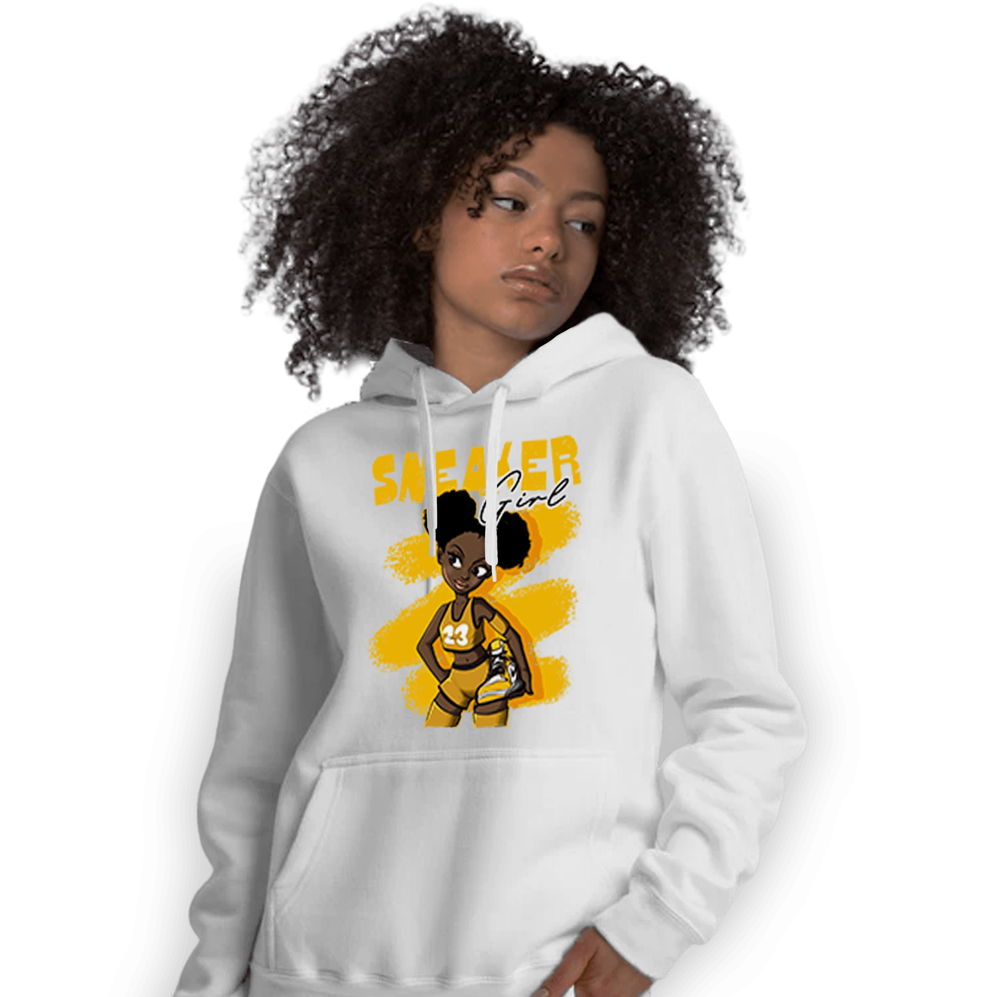 Yellow Ochre 1s Hoodie Match Black Sneaker Girl - NastyJamz