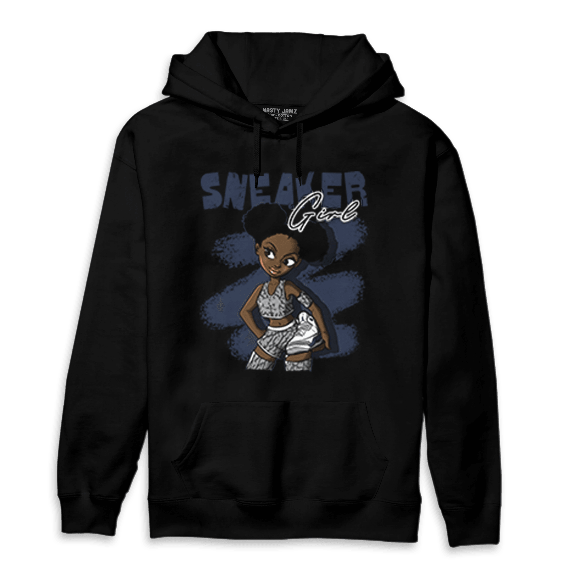 White Navy 3s Hoodie Match Black Sneaker Girl - NastyJamz