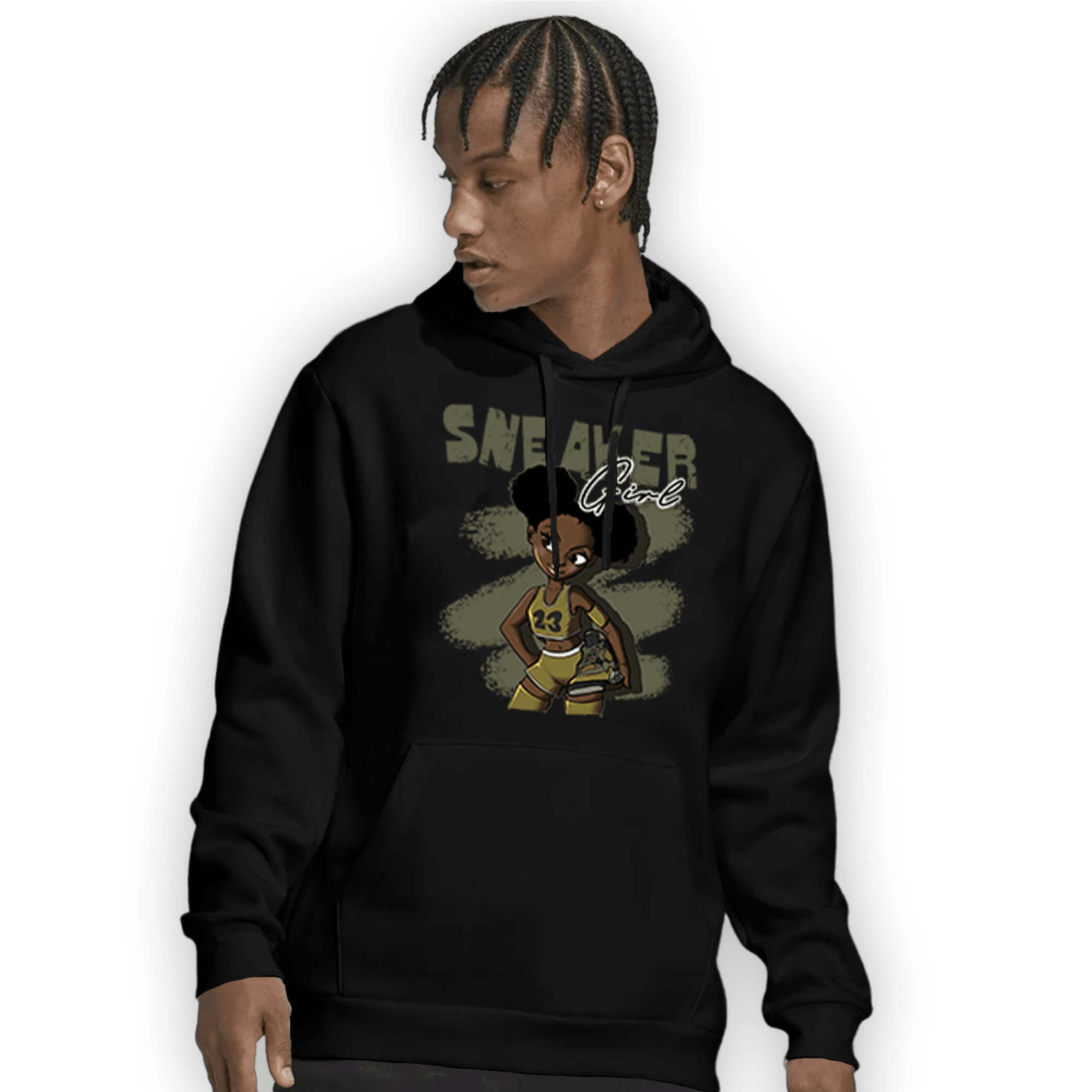 SE Craft Medium Olive 4s Hoodie Match Black Sneaker Girl - NastyJamz