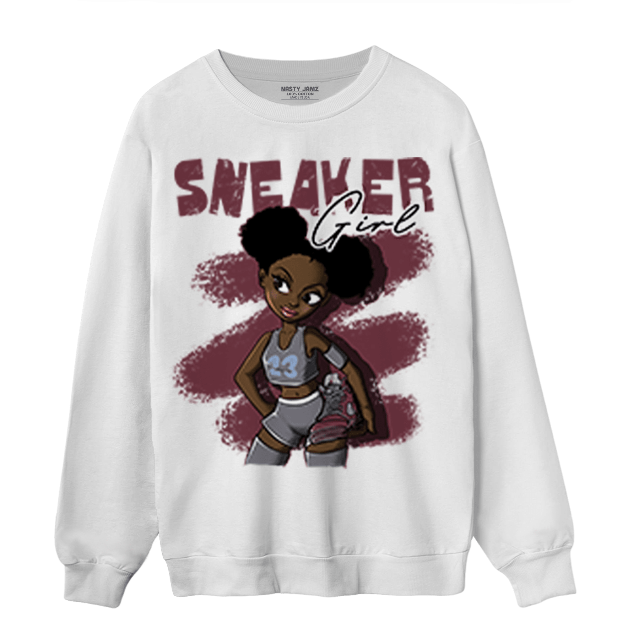 Burgundy 5s Sweatshirt Match Black Sneaker Girl - NastyJamz