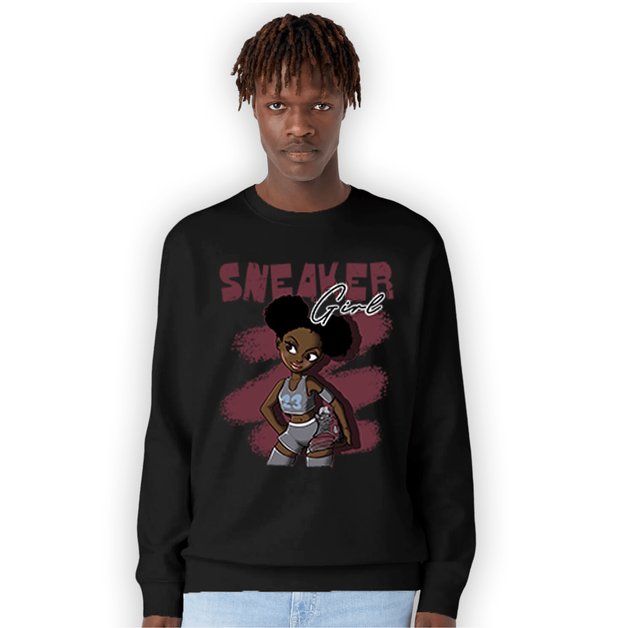 Burgundy 5s Sweatshirt Match Black Sneaker Girl - NastyJamz