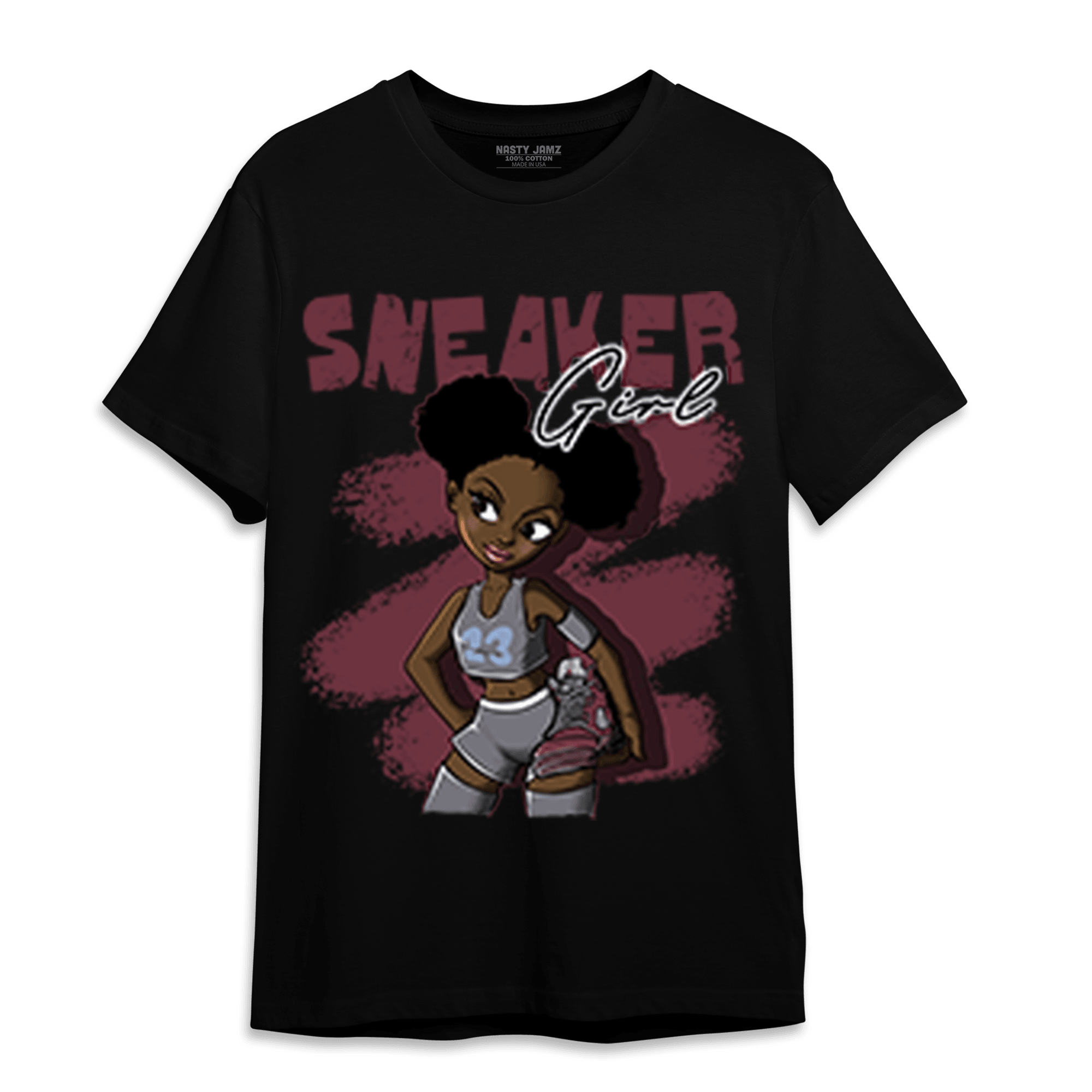 Burgundy 5s T Shirt Match Black Sneaker Girl - NastyJamz