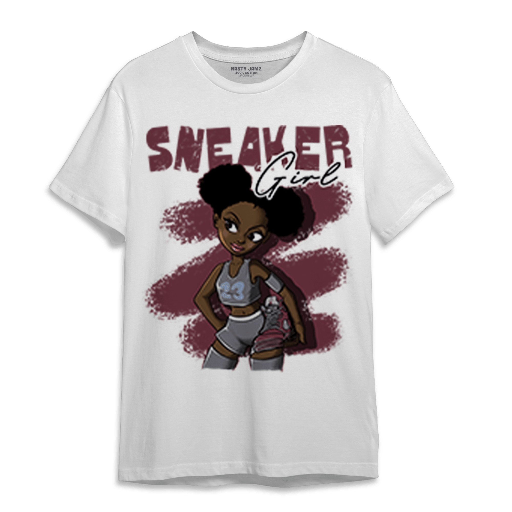 Burgundy 5s T Shirt Match Black Sneaker Girl - NastyJamz