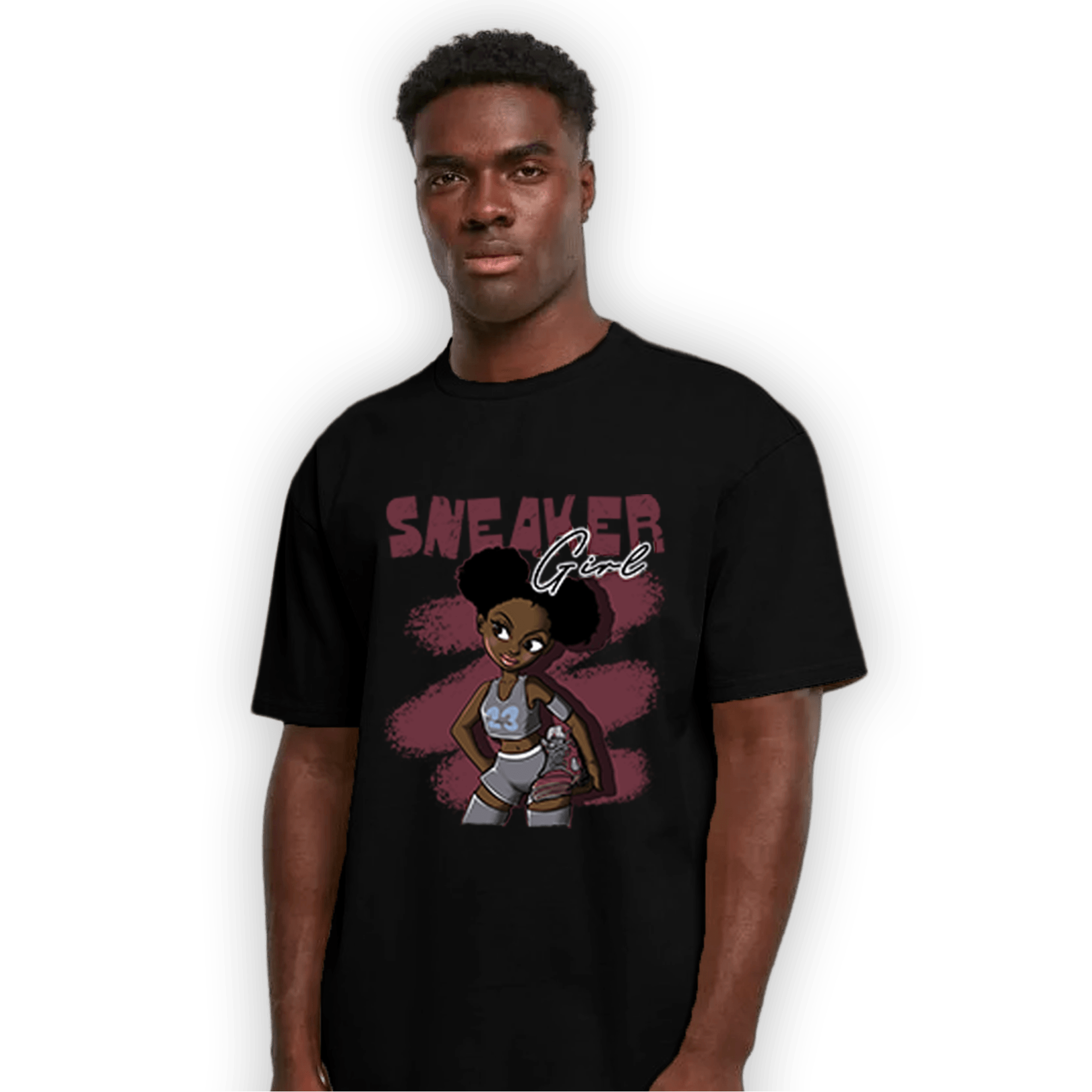 Burgundy 5s T Shirt Match Black Sneaker Girl - NastyJamz