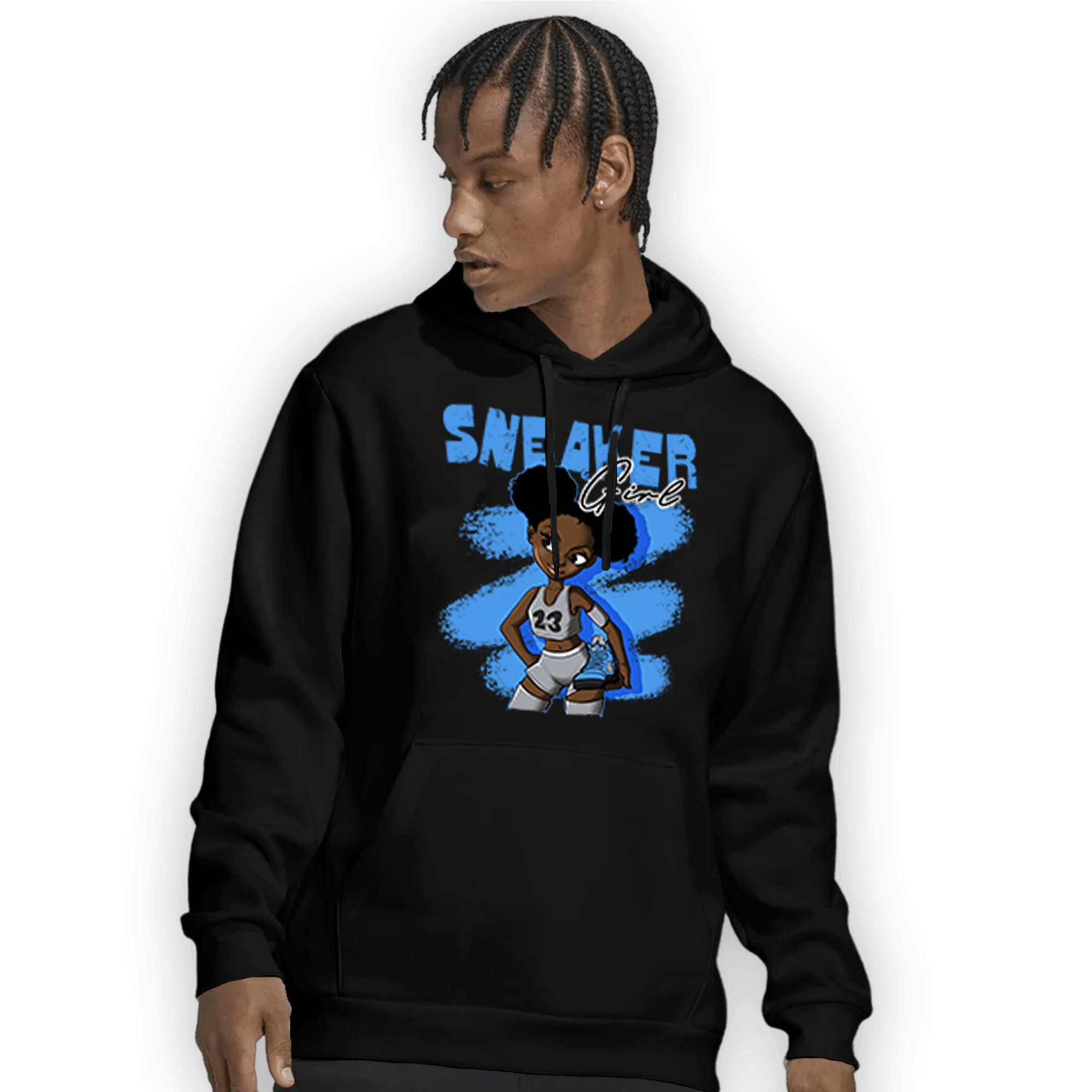 University Blue 5s Hoodie Match Black Sneaker Girl - NastyJamz