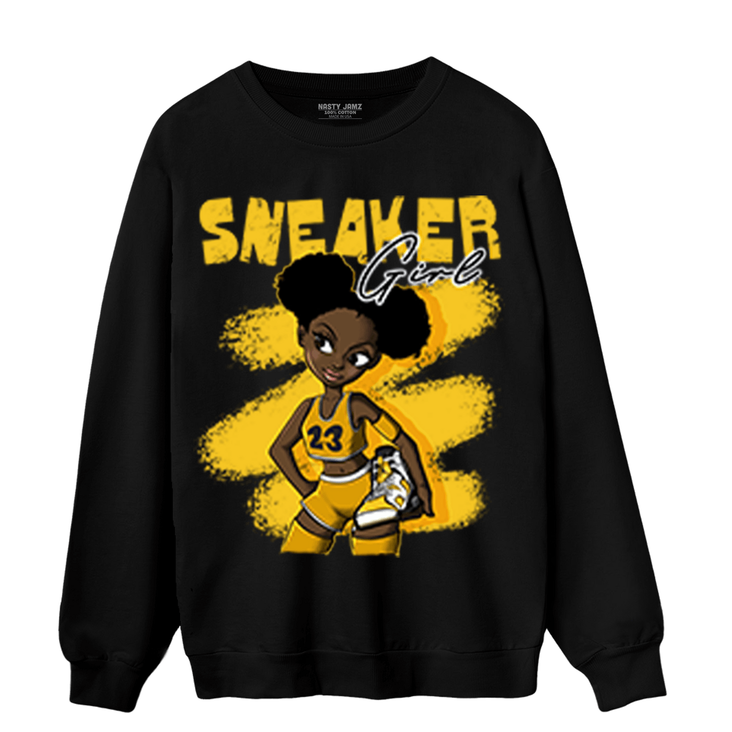 Yellow Ochre 6s Sweatshirt Match Black Sneaker Girl - NastyJamz