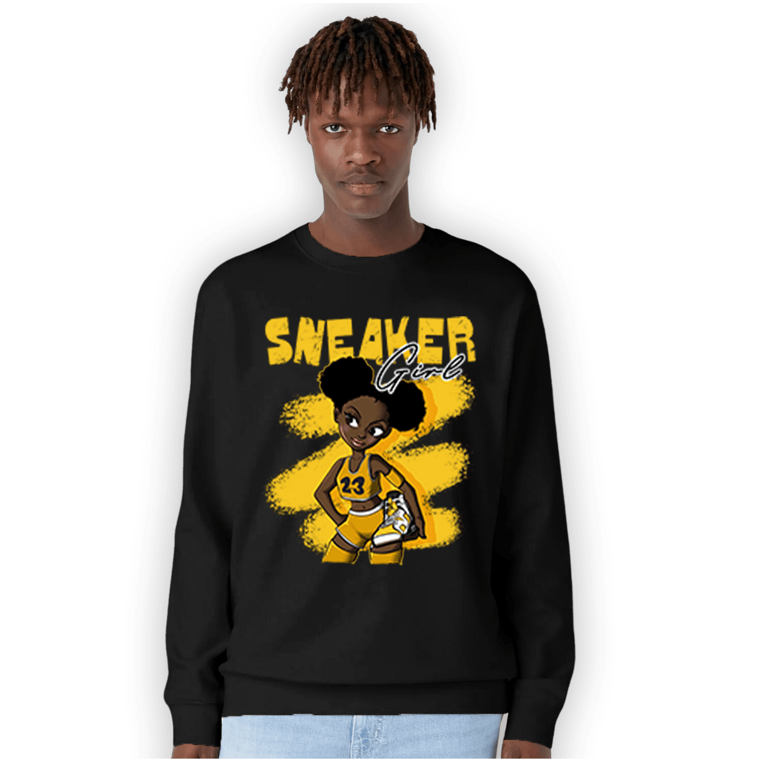 Yellow Ochre 6s Sweatshirt Match Black Sneaker Girl - NastyJamz