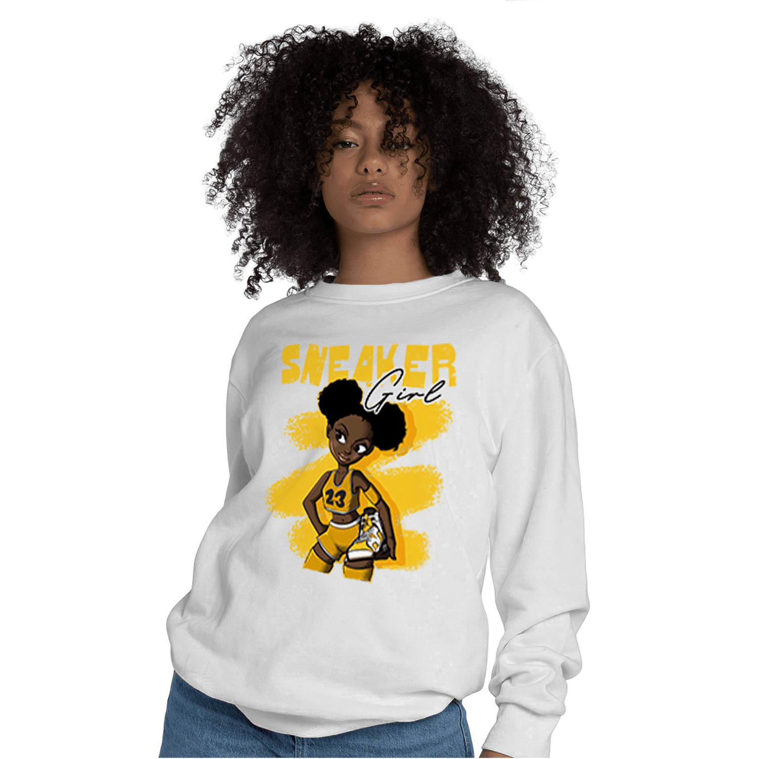 Yellow Ochre 6s Sweatshirt Match Black Sneaker Girl - NastyJamz